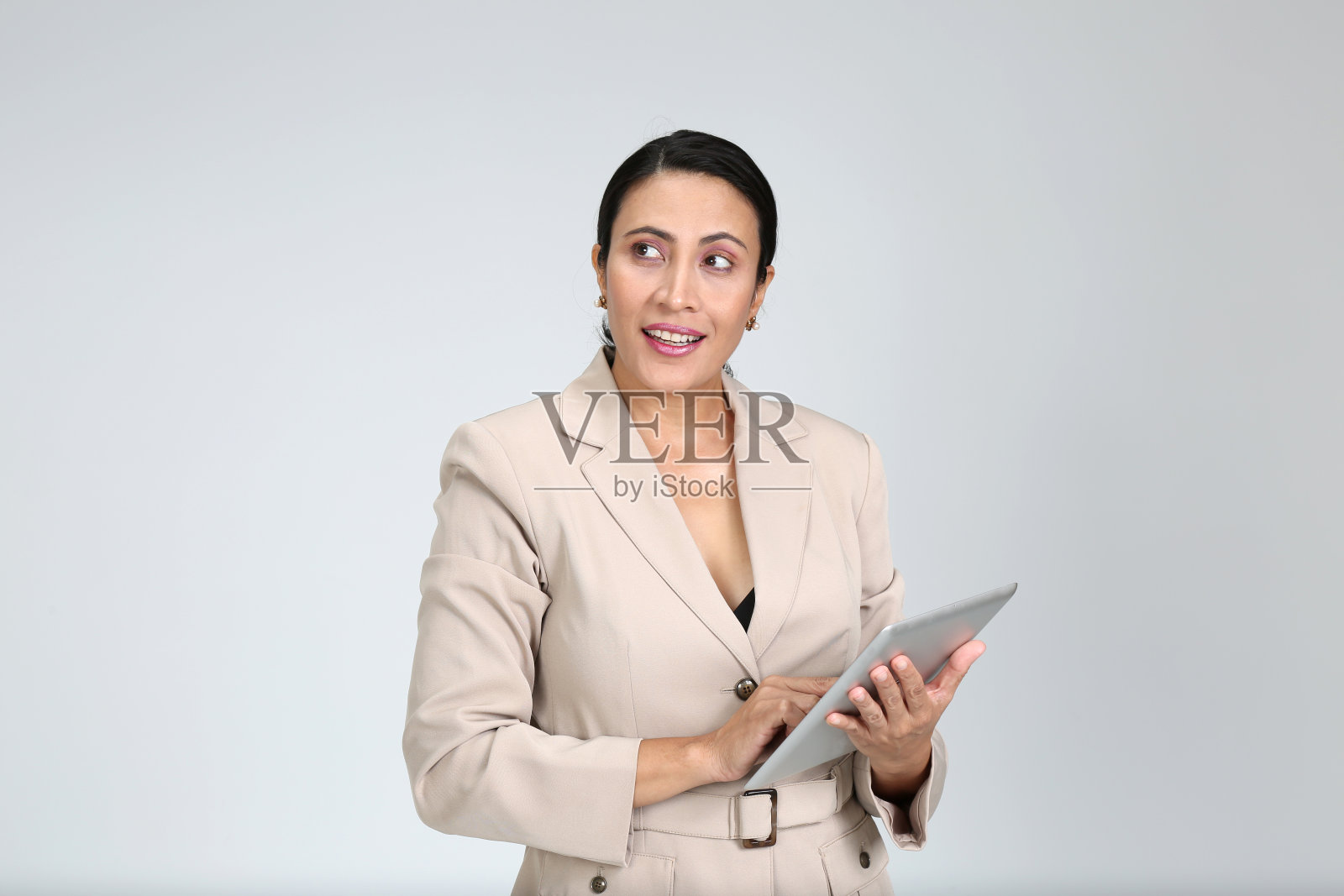 只有一个女人，孤立的白色，各种姿势照片摄影图片