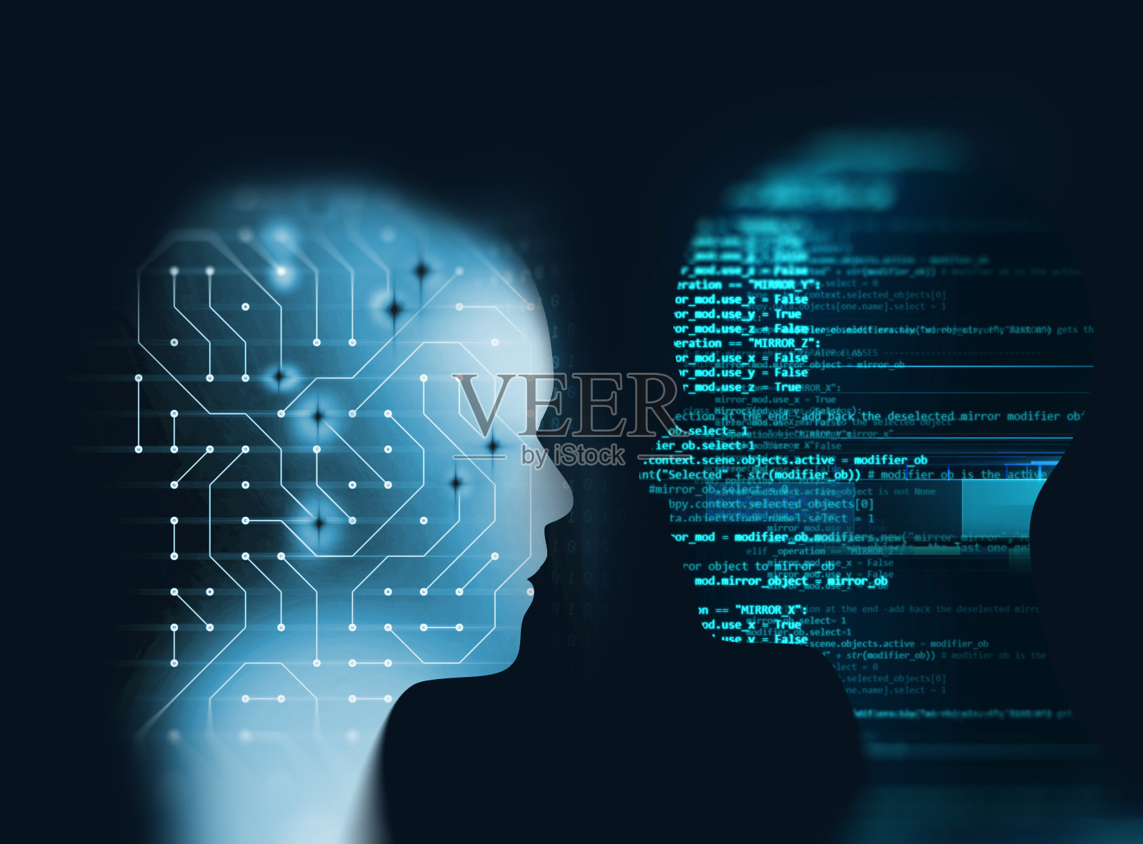 剪影虚拟人的抽象技术三维插图照片摄影图片