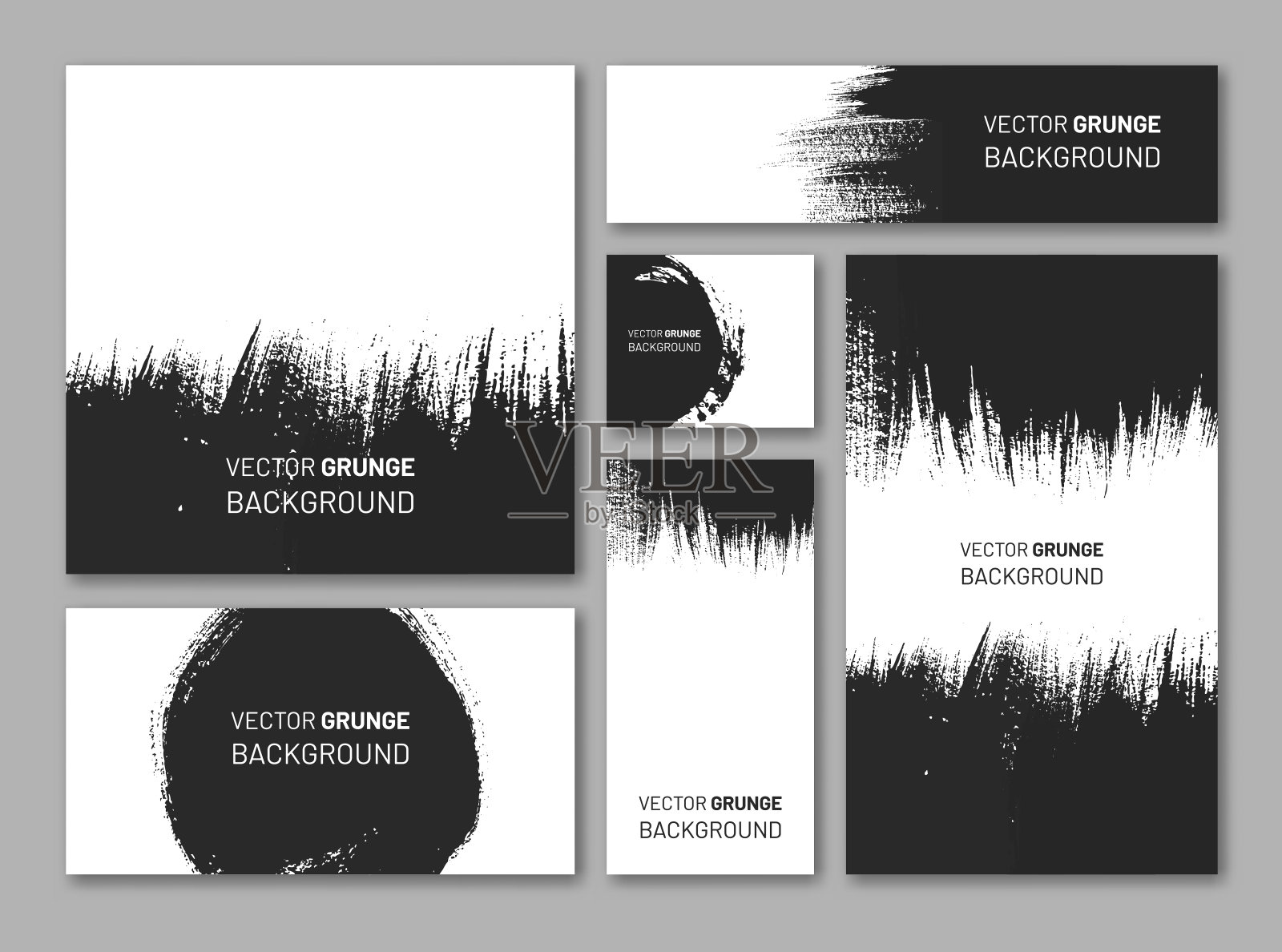 抽象设计与黑色画笔集插画图片素材