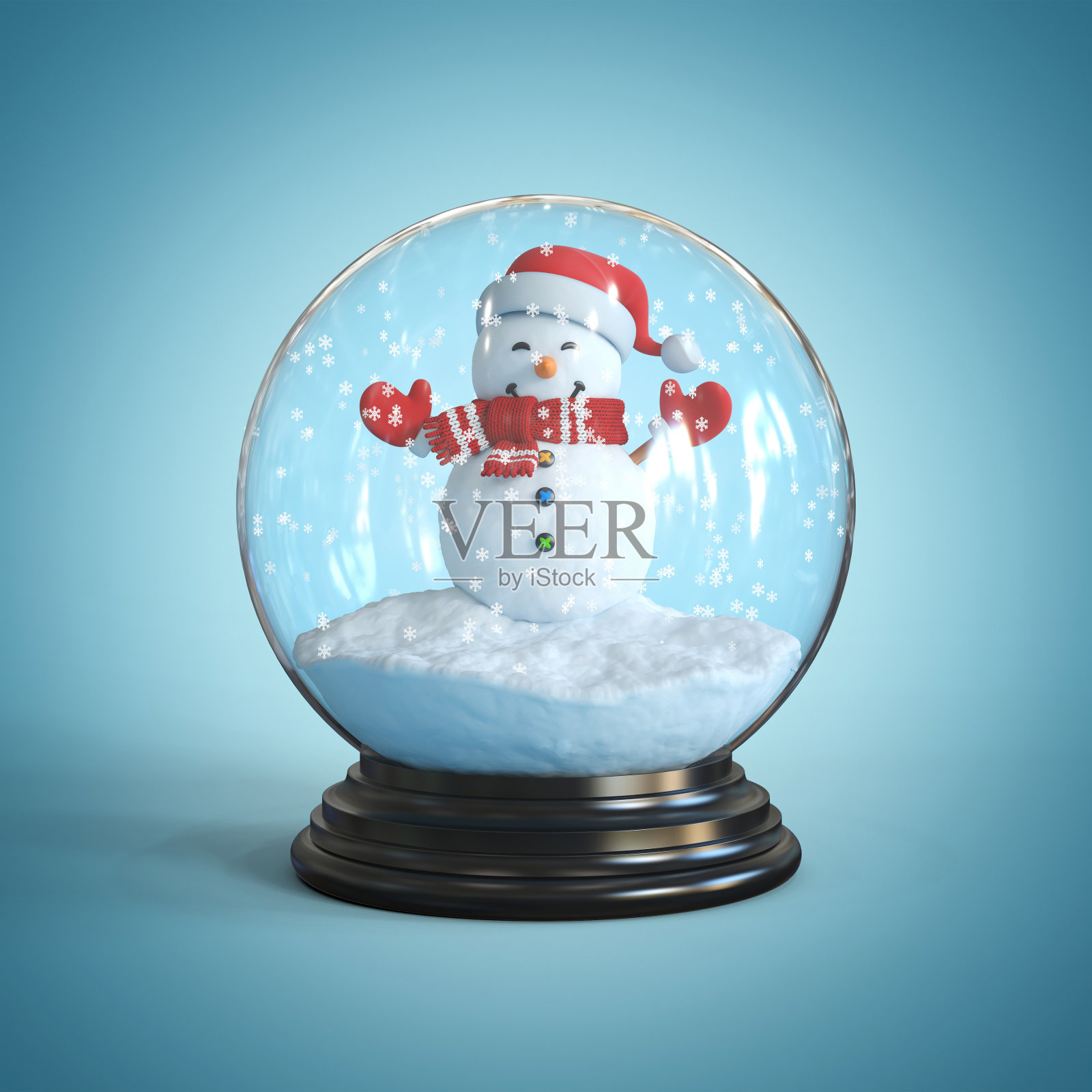 雪人内部的雪球3d渲染照片摄影图片