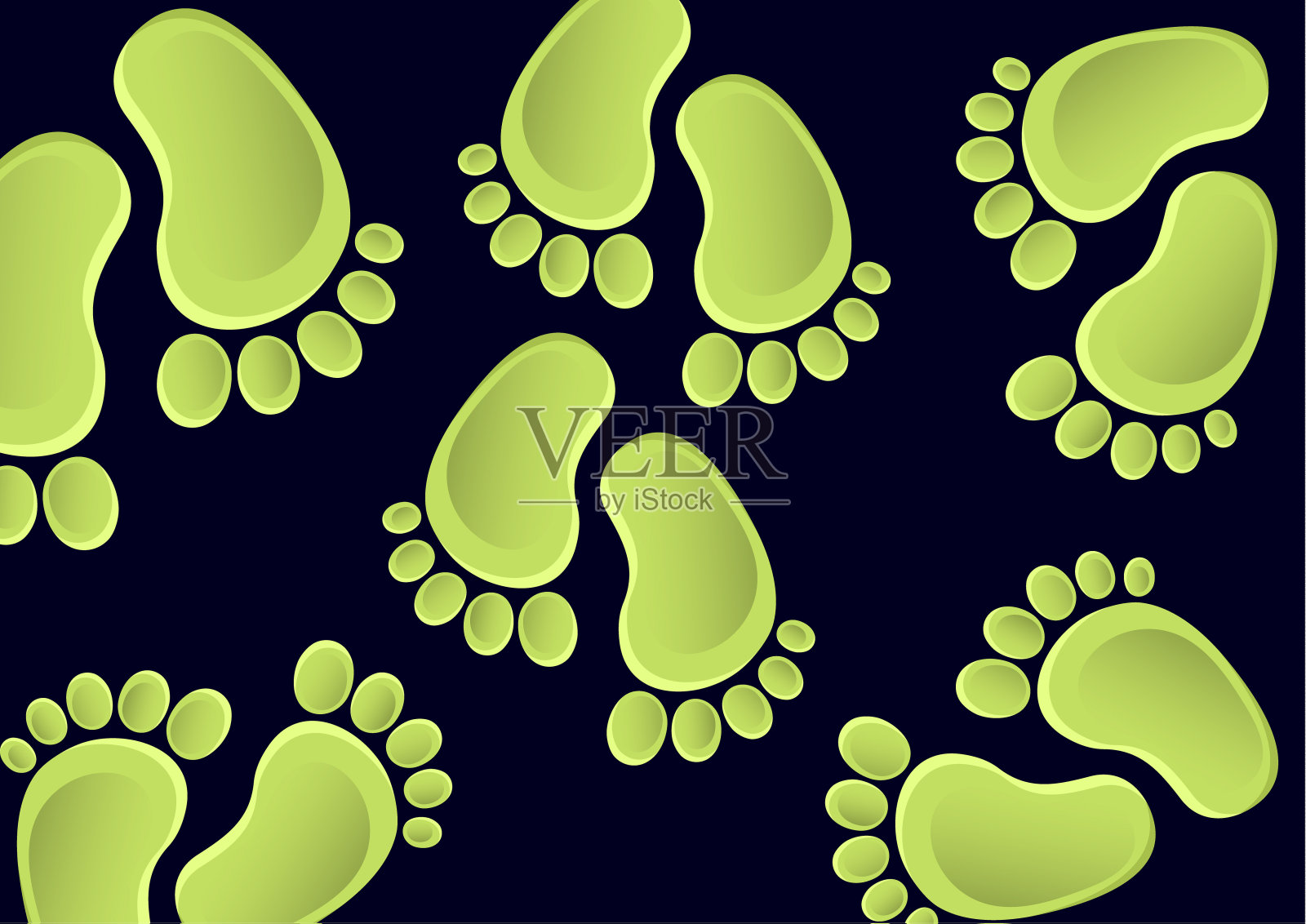 收集婴儿的腿。婴儿步骤设置插图-一对彩色脚印在一个平坦的风格。插画图片素材