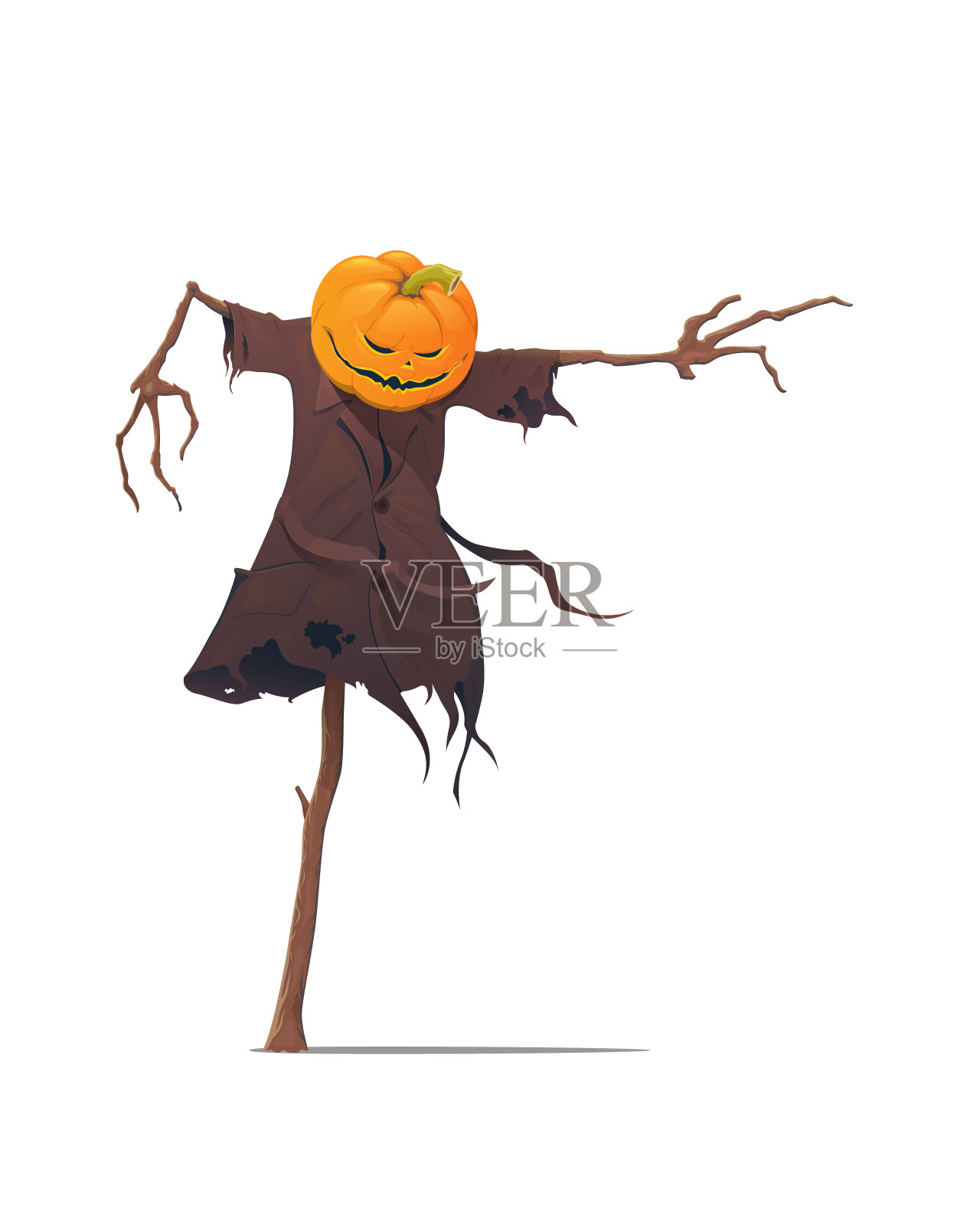 稻草人南瓜的矢量图被孤立在白色上。插画图片素材