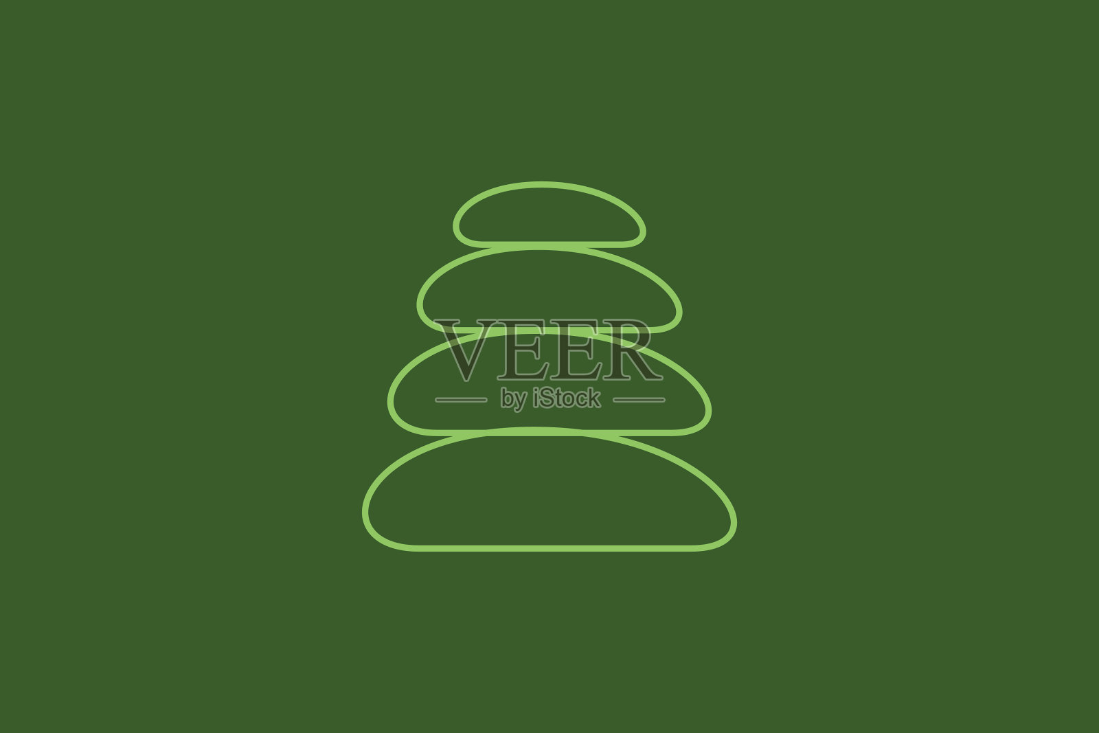 浅绿色的温泉石线图标在深绿色的背景。插画图片素材
