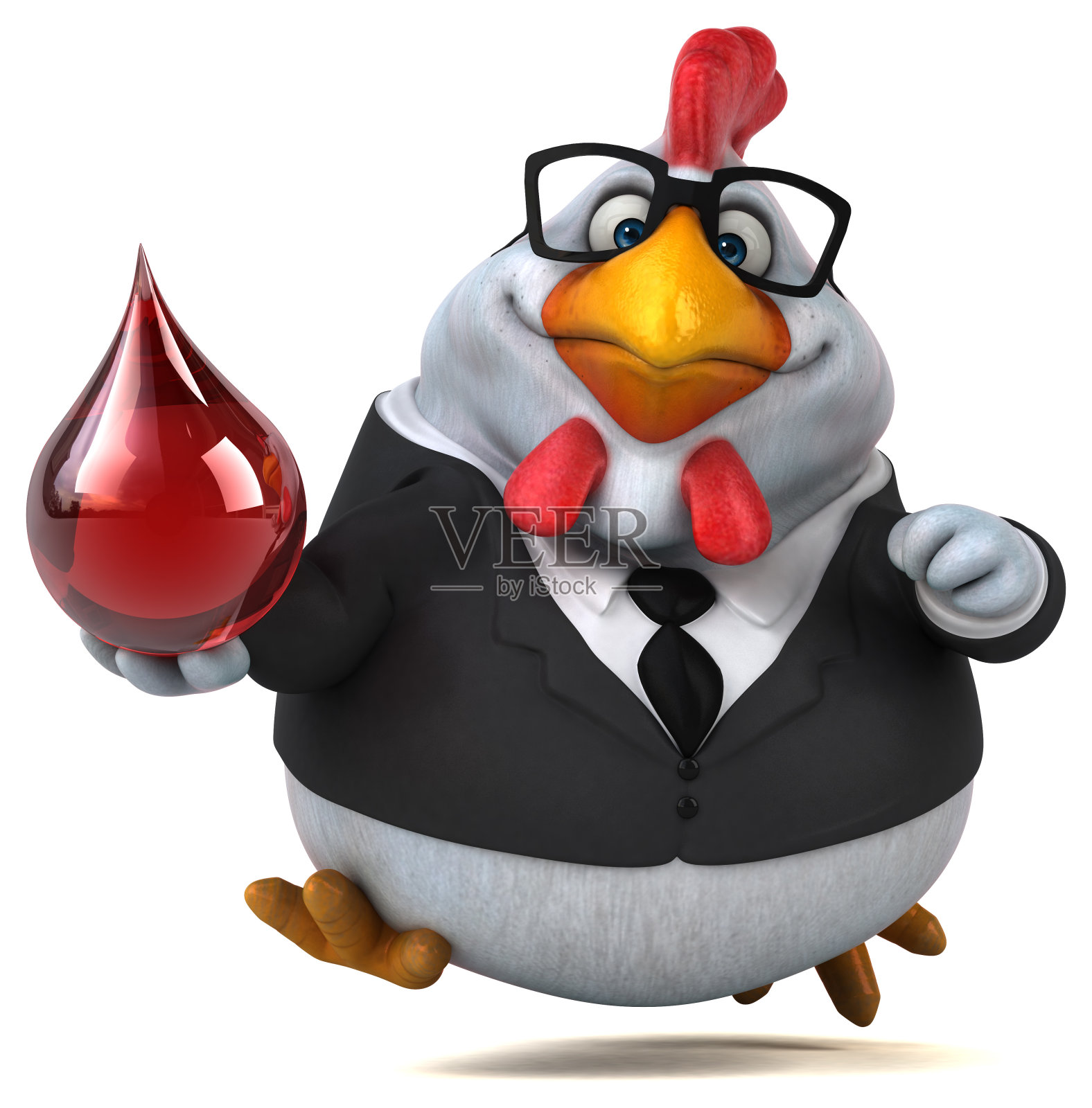 有趣的鸡- 3D插图照片摄影图片