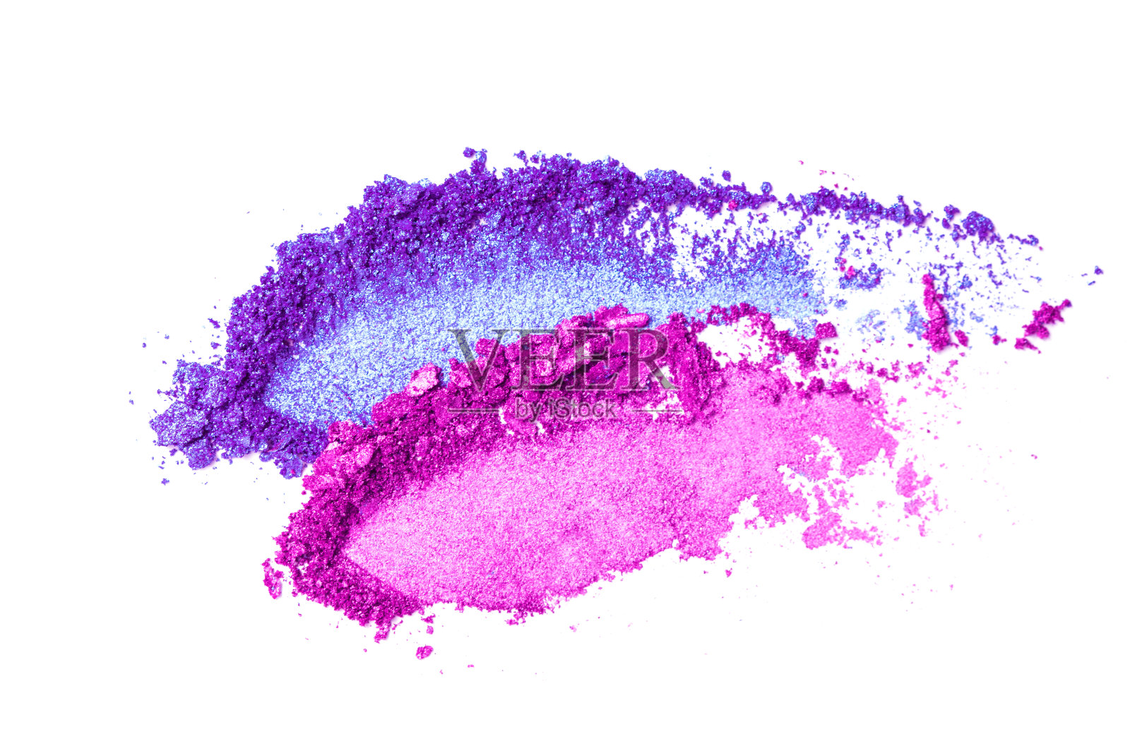 破碎的金色和粉红色眼影设置孤立的白色照片摄影图片