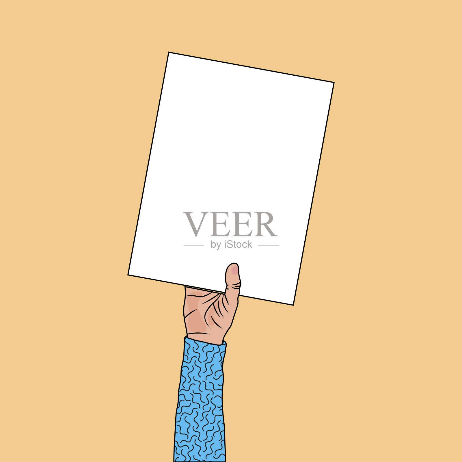 人的手拿着一张白纸插画图片素材