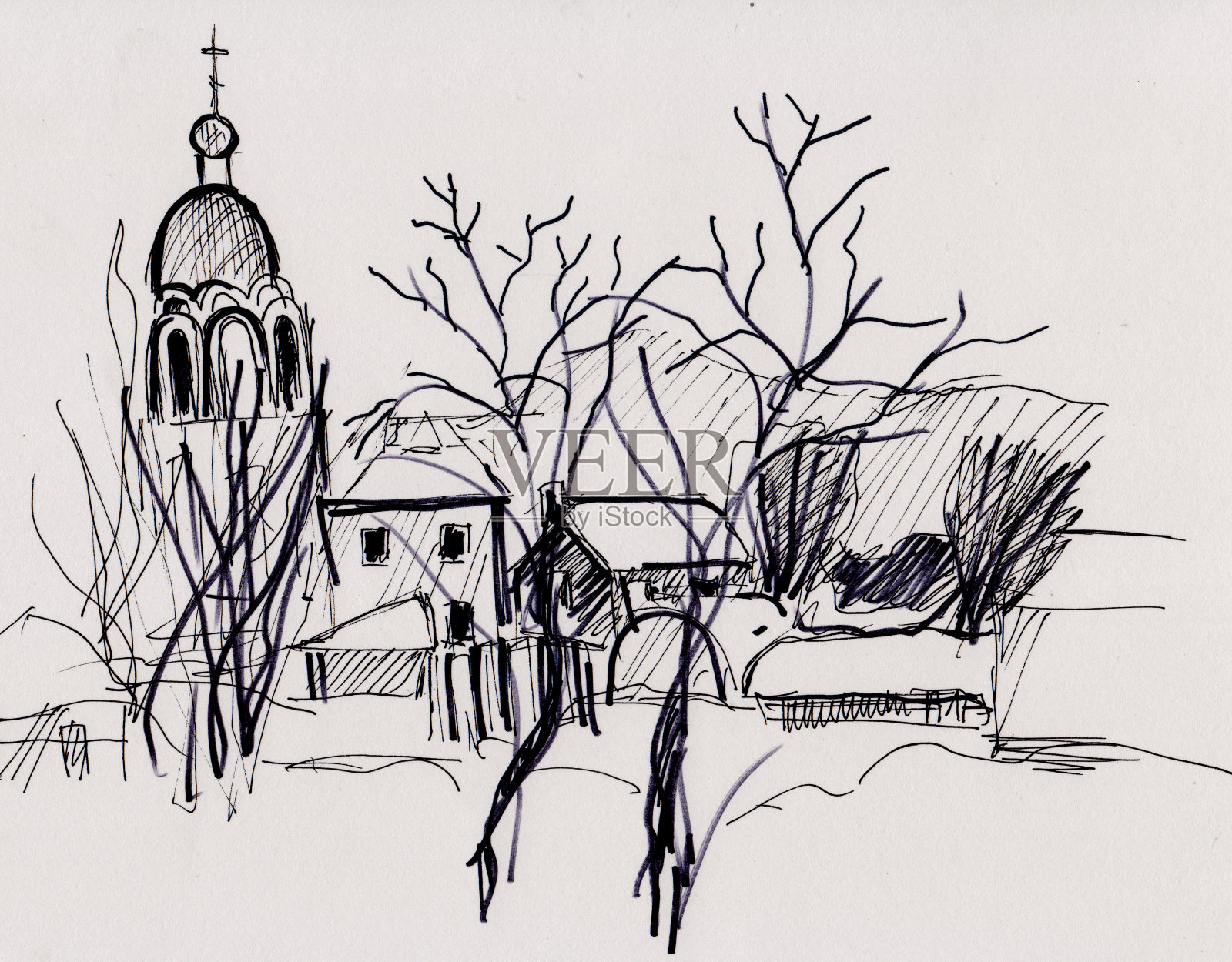 冬天的风景插画图片素材