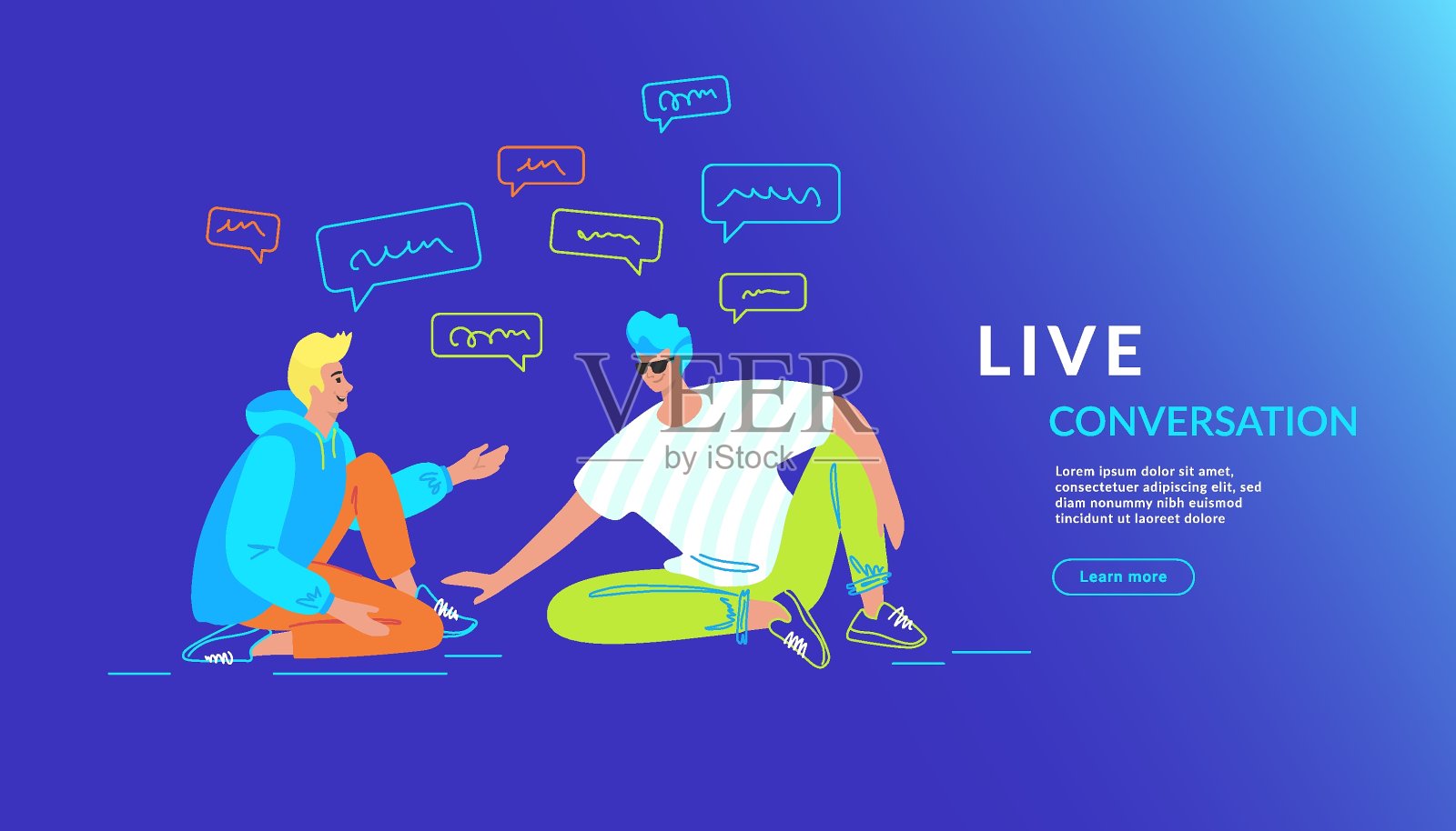 随便的朋友在一起谈笑风生插画图片素材