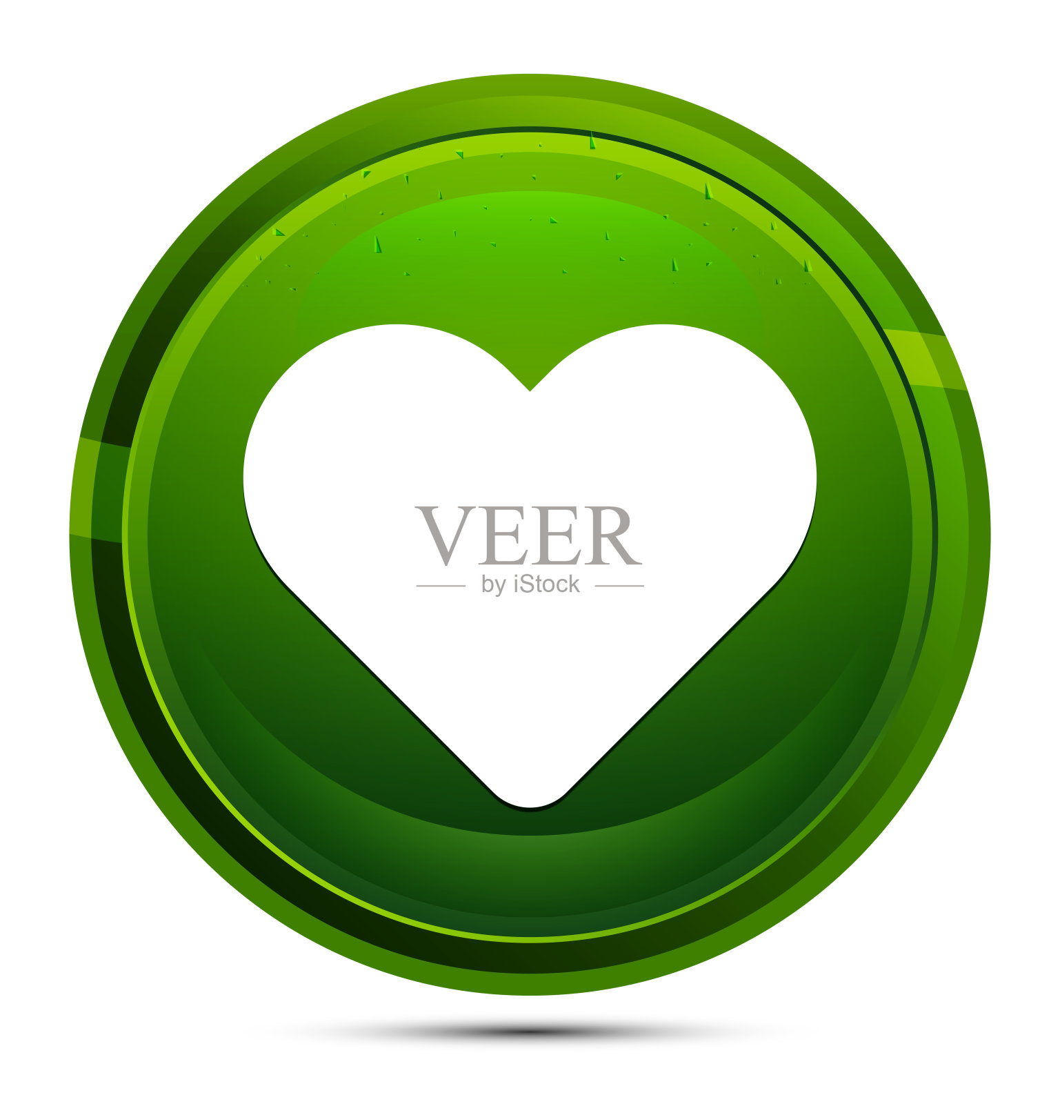 心形图标玻璃绿色圆形按钮插图设计元素图片