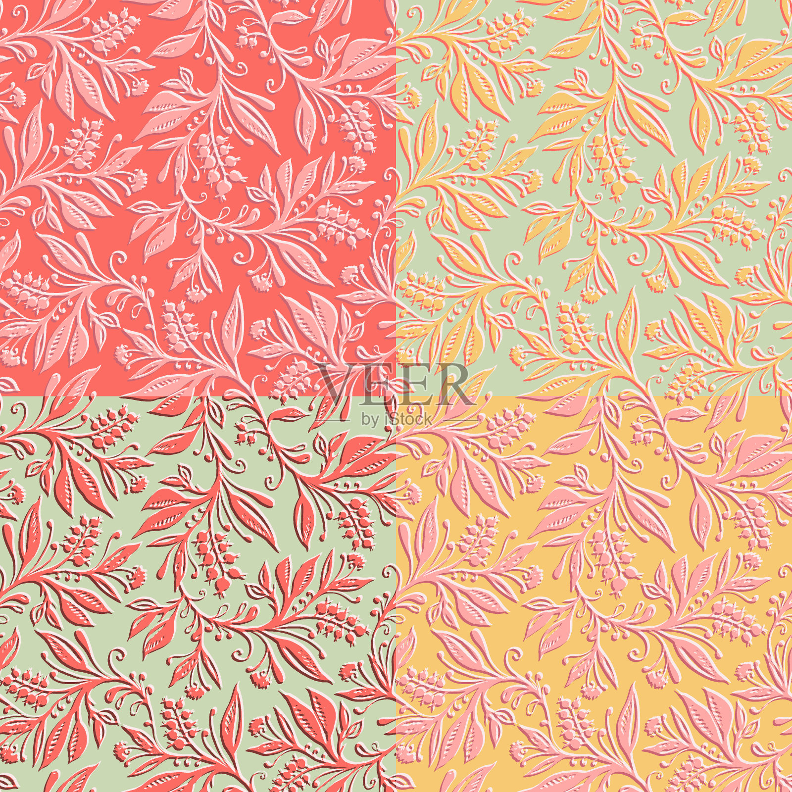 4花卉无缝图案插画图片素材