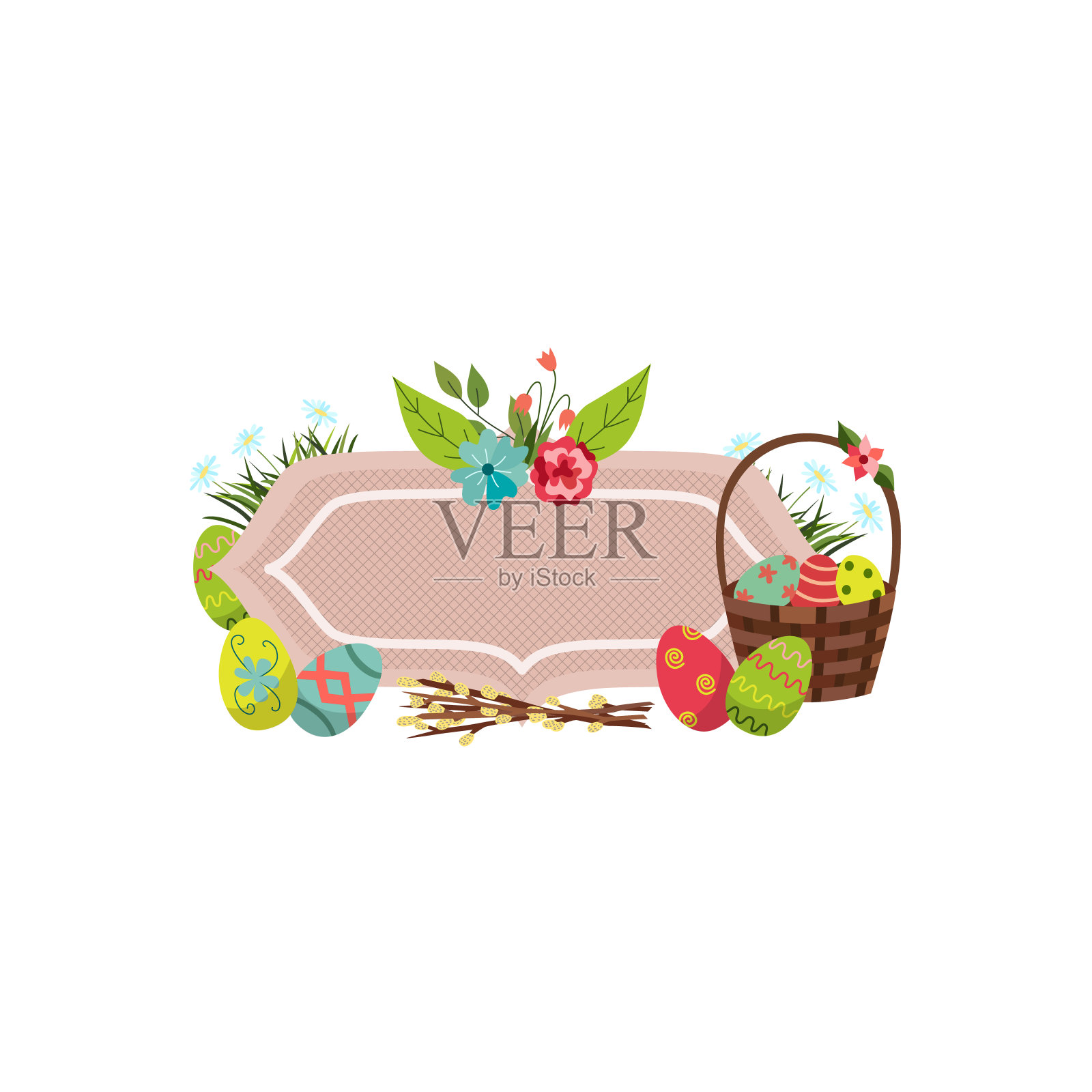 矢量复活节海报，旗帜模板集插画图片素材