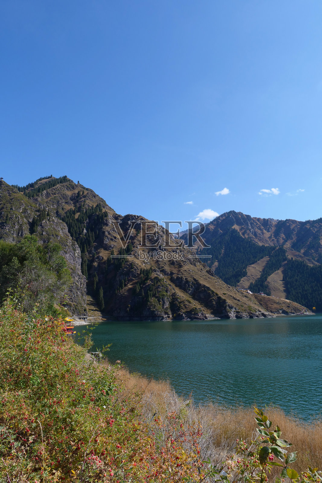 中国新疆天山天湖的自然景观。照片摄影图片