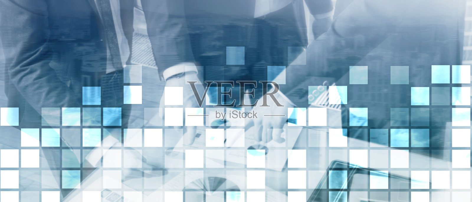 摘要技术业务背景。穿西装的人在后面。照片摄影图片