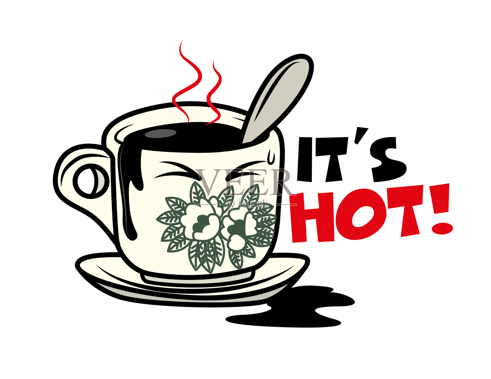 可爱传统东方咖啡杯(kopi-o)设计元素图片