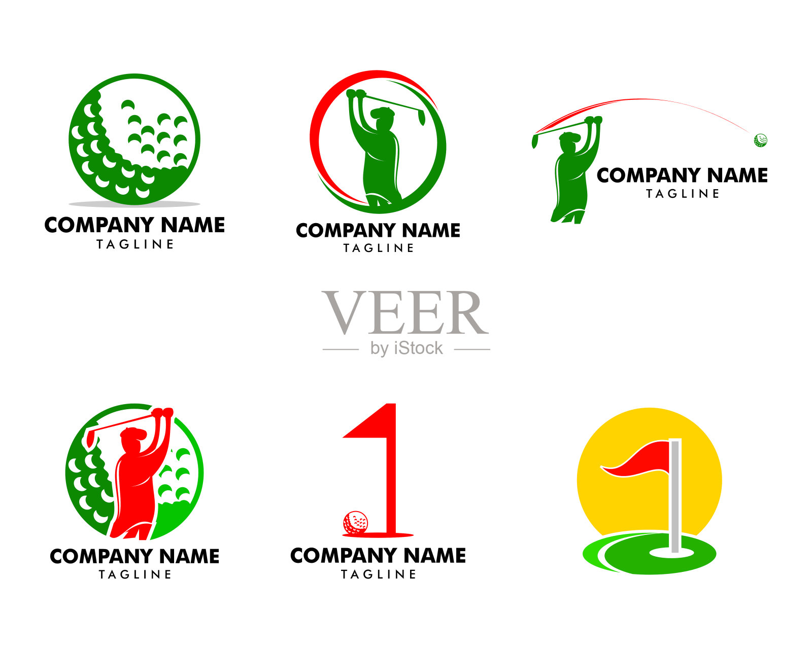 一套高尔夫俱乐部设计模板矢量插图设计元素图片