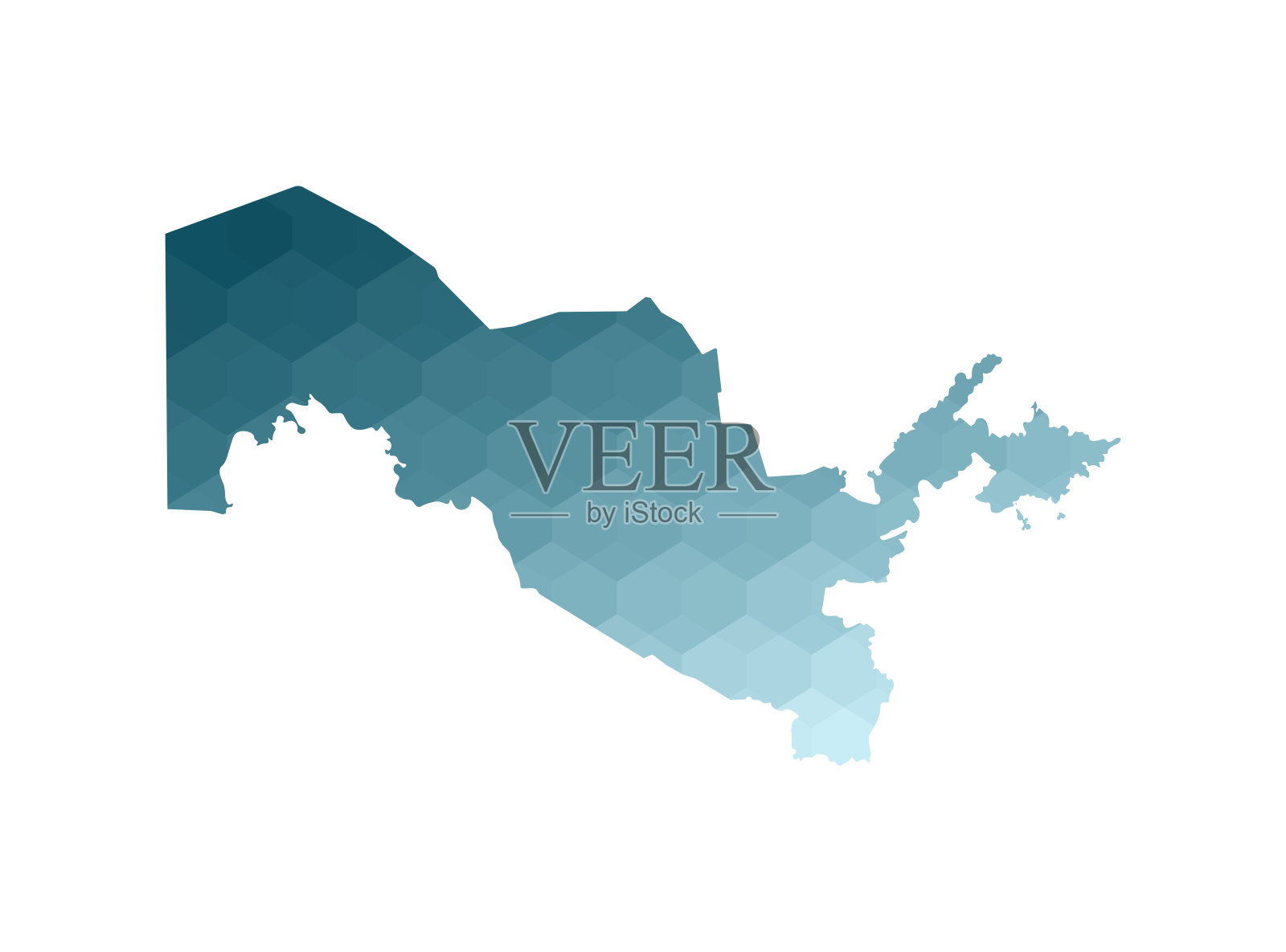 矢量孤立插图图标与简化的蓝色轮廓的乌兹别克斯坦地图。多边形的几何风格。白色背景插画图片素材