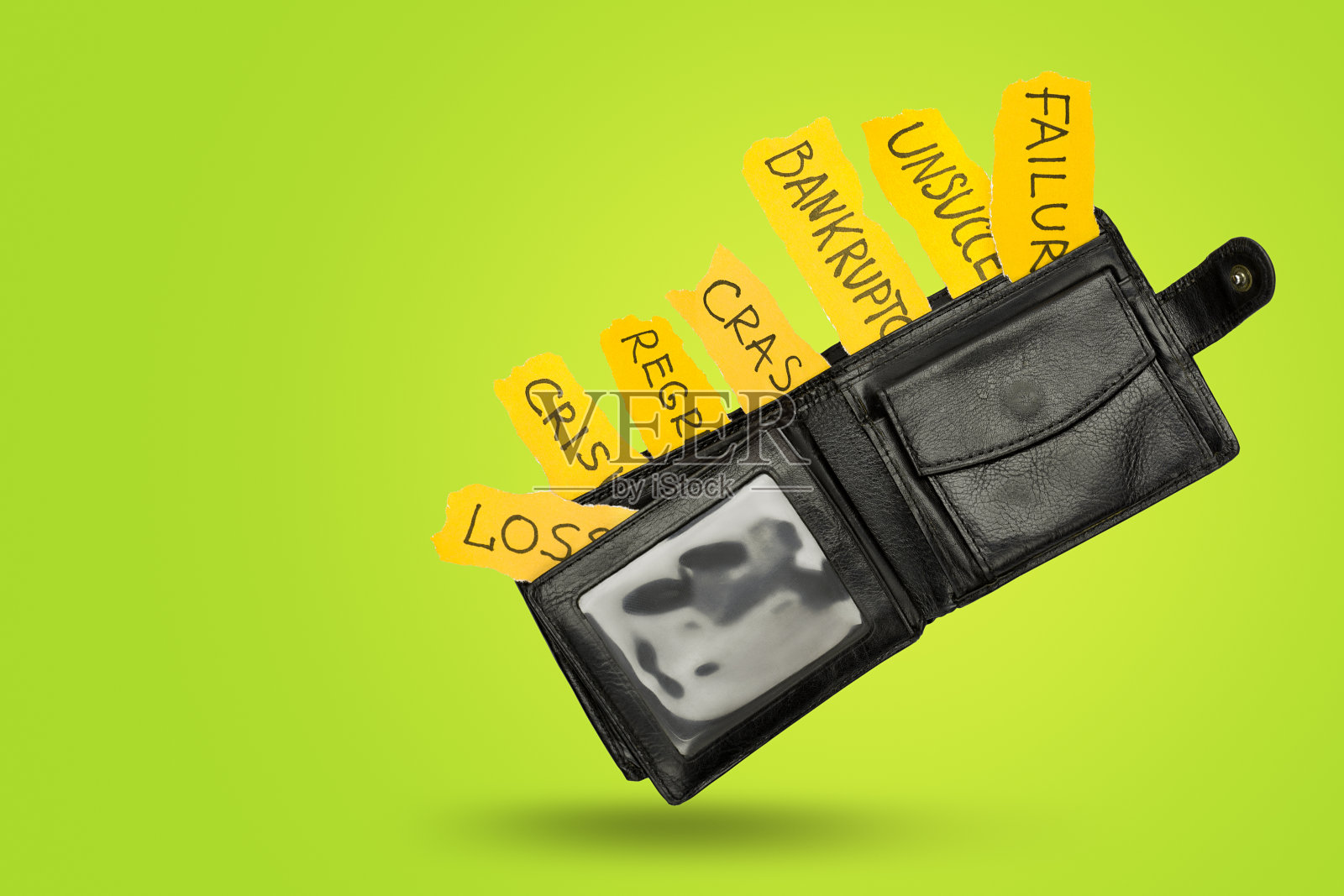 钱包里塞满了财务问题照片摄影图片