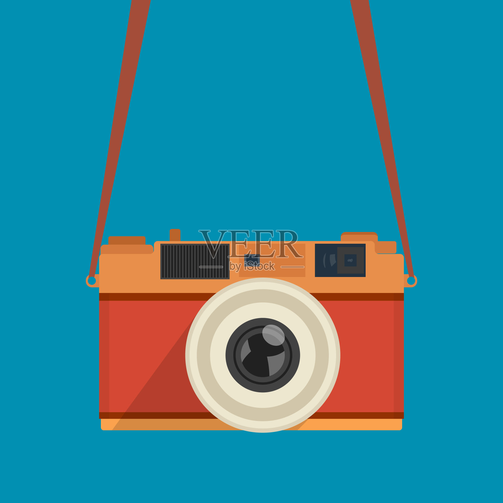 扁平的老式胶卷相机悬挂设计元素图片