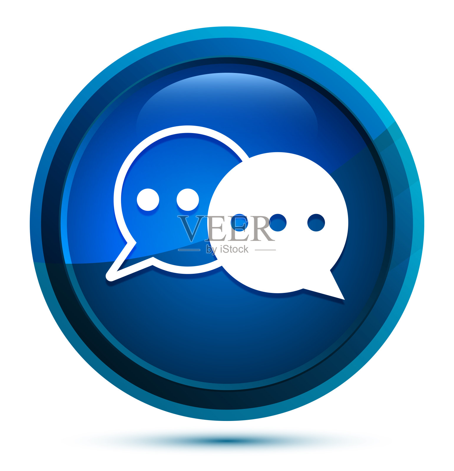对话图标优雅的蓝色圆形按钮插图图标素材