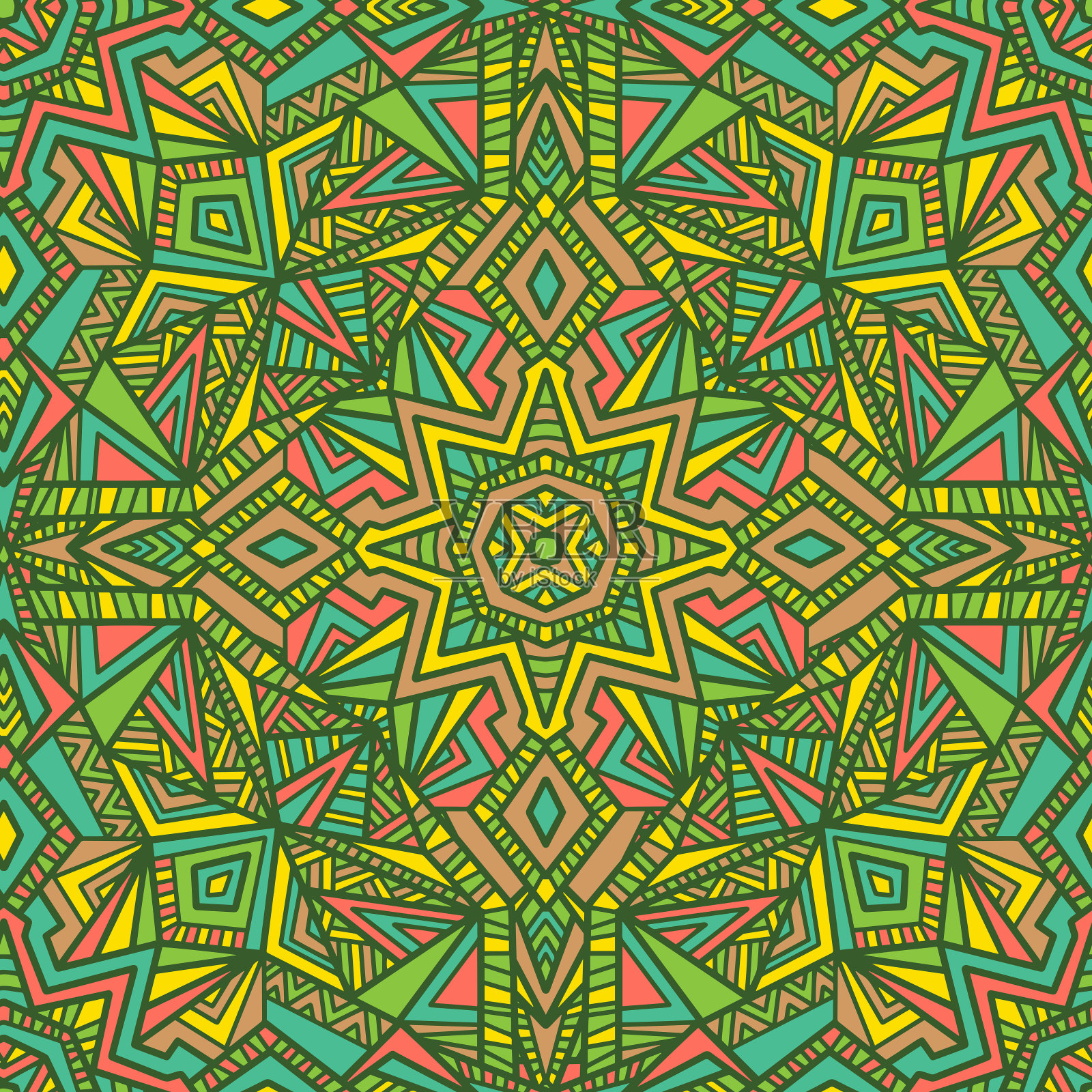 曼荼罗矢量无缝图案背景。部落的点缀。插画图片素材