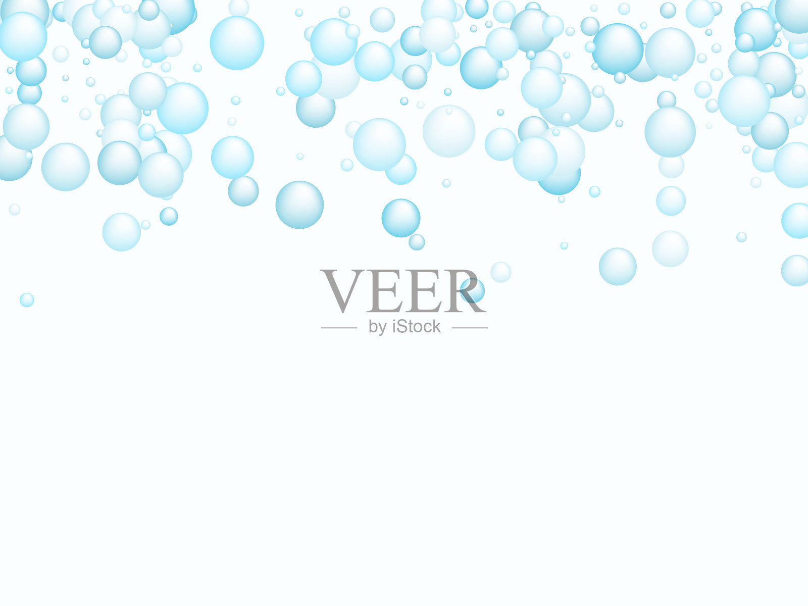 蓝色肥皂泡沫矢量概念，抽象洗发水肥皂效果背景。插画图片素材