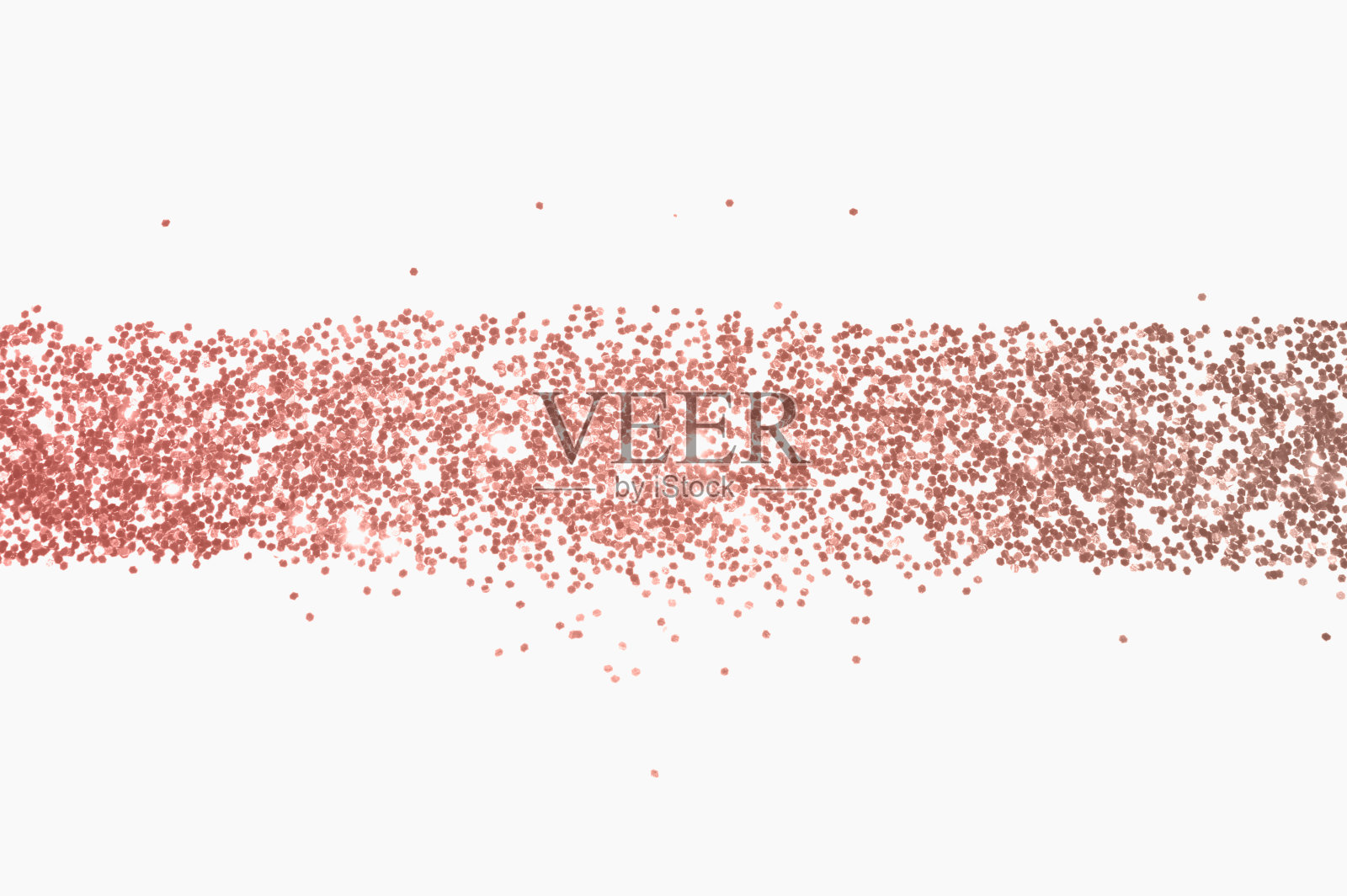 浅灰色背景上的玫瑰金色闪光照片摄影图片