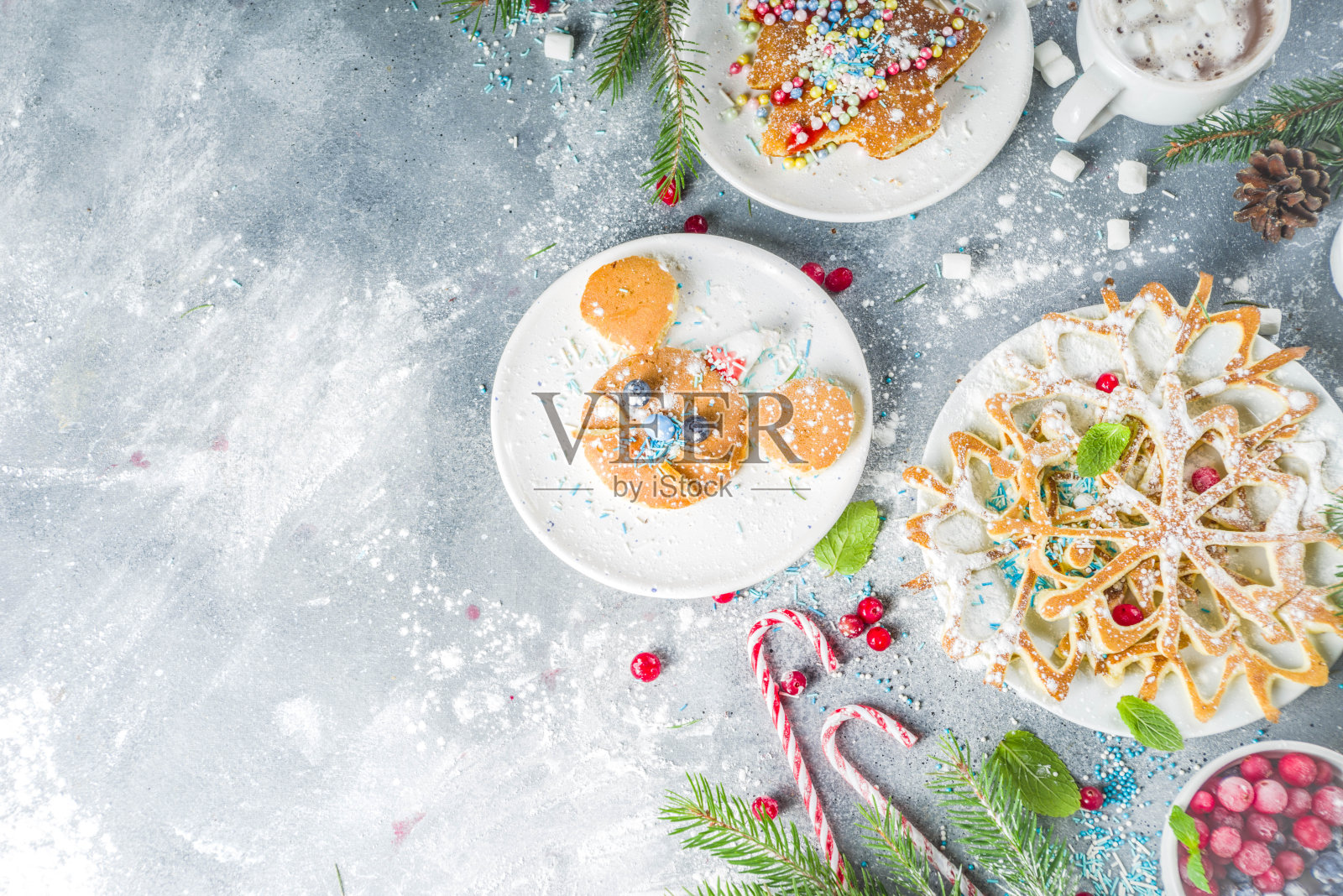 圣诞早餐煎饼套装照片摄影图片