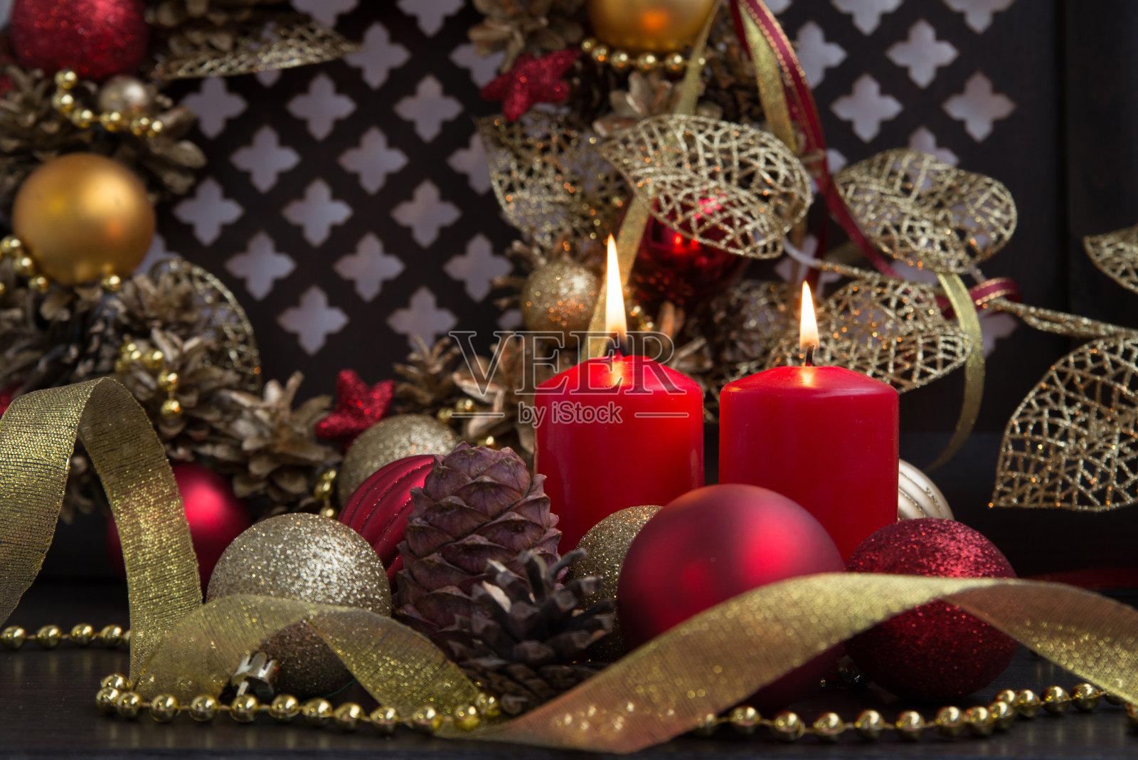 红色圣诞蜡烛照片摄影图片