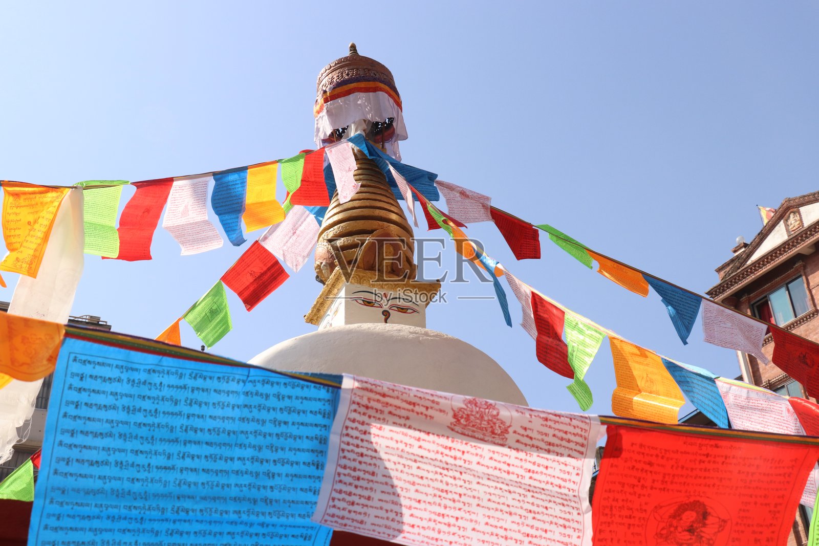 尼泊尔加德满都中部的一座佛塔照片摄影图片