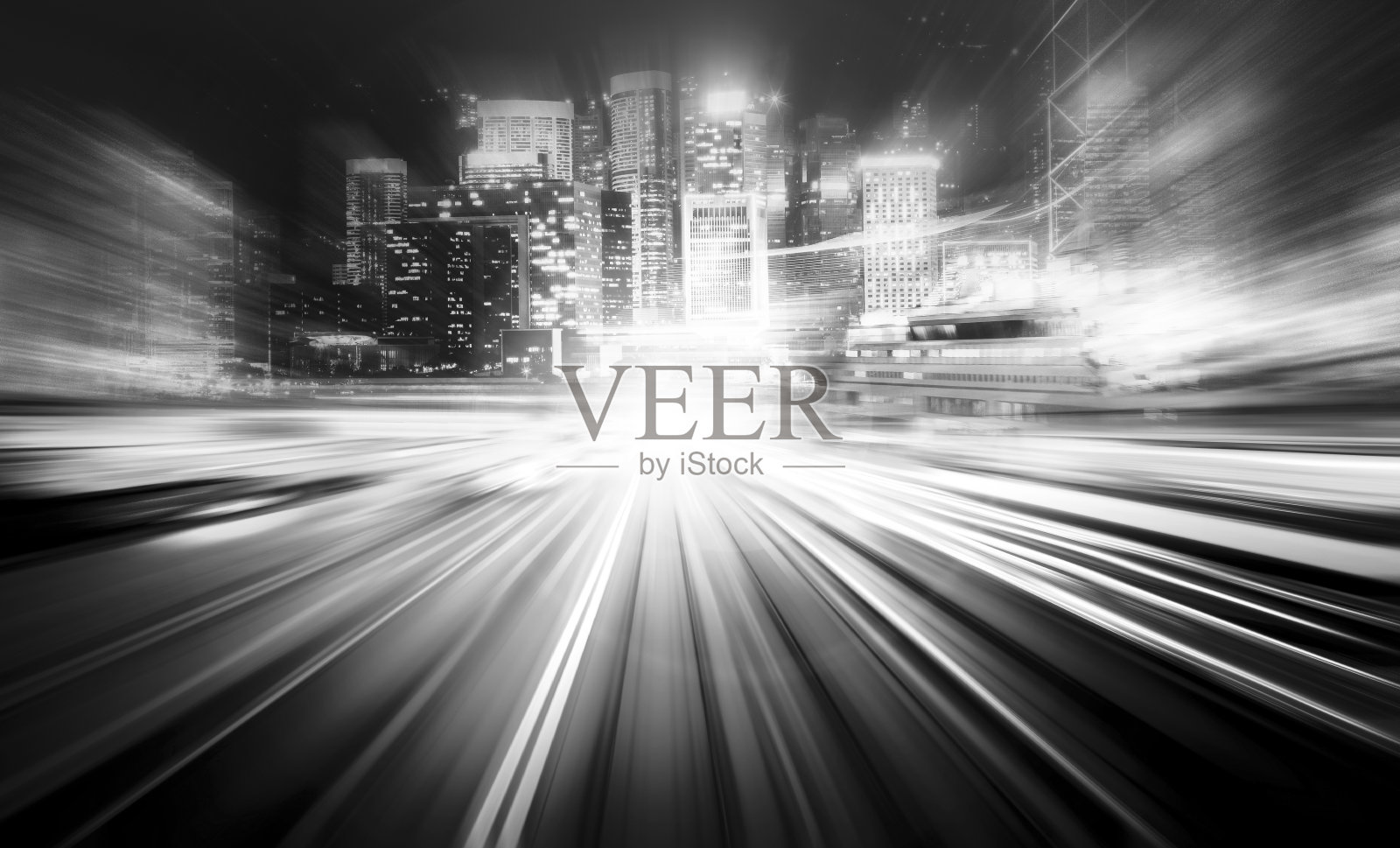 城市运动的黑白模糊效果照片摄影图片