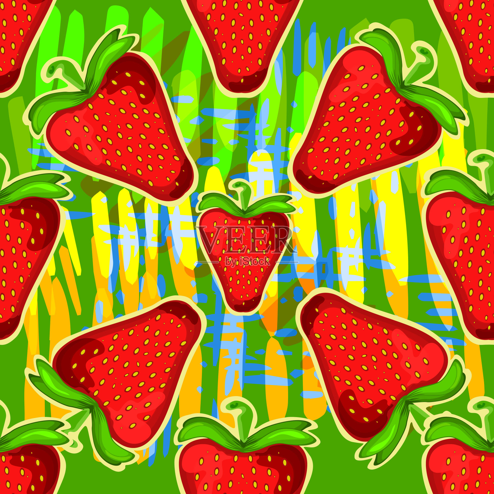 草莓。无缝矢量纹理。矢量模式。新鲜的浆果。——向量。矢量图插画图片素材