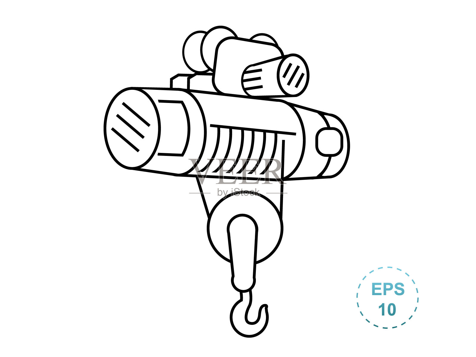 仙鹤告诉矢量图标。影子操作电动葫芦。起重机设备图标插画图片素材