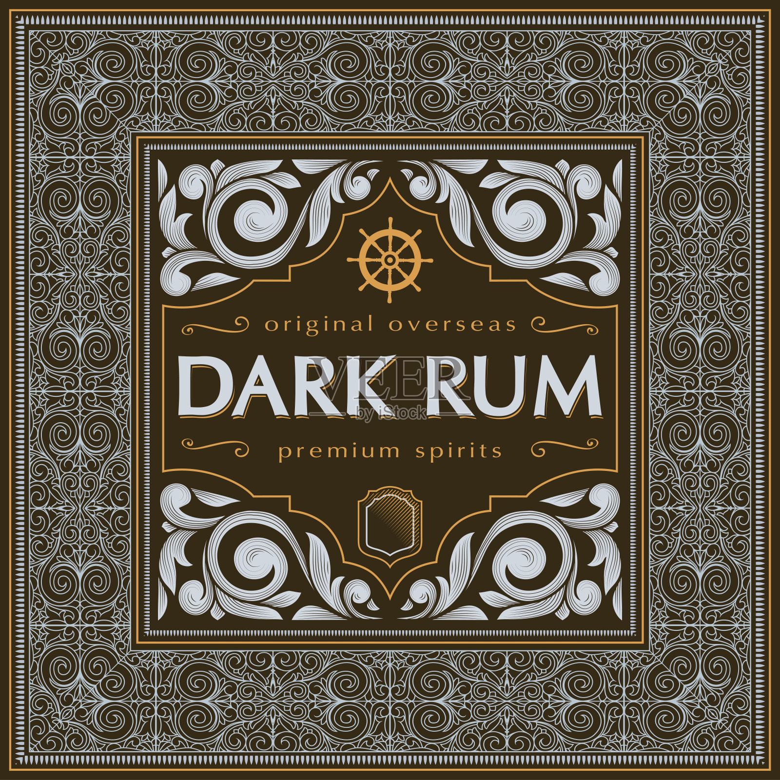 朗姆酒-华丽的复古装饰标签插画图片素材