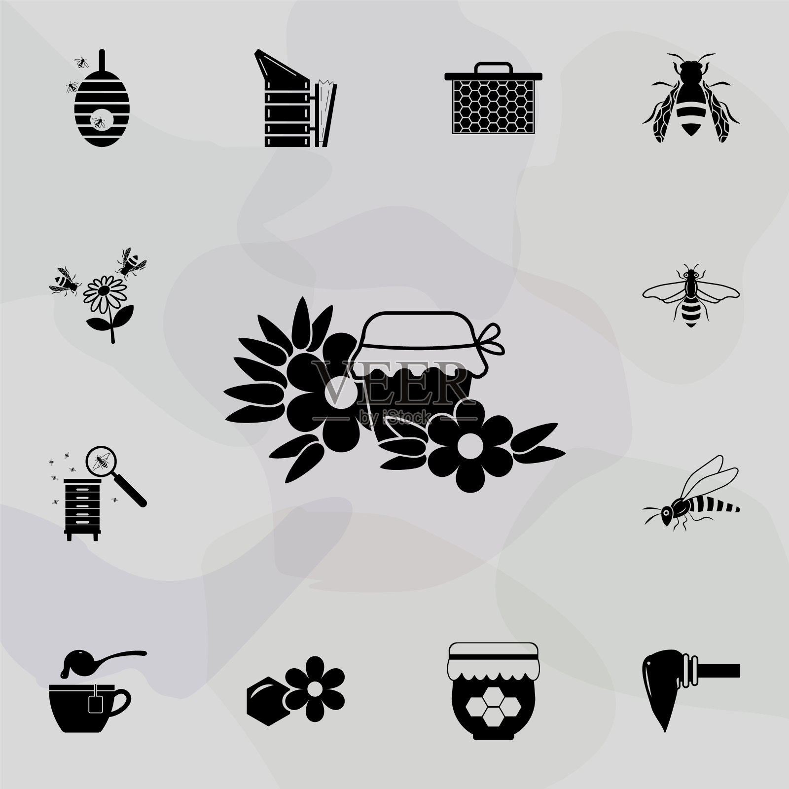 有机蜂蜜图标。通用集养蜂网站设计开发，应用程序开发图标素材