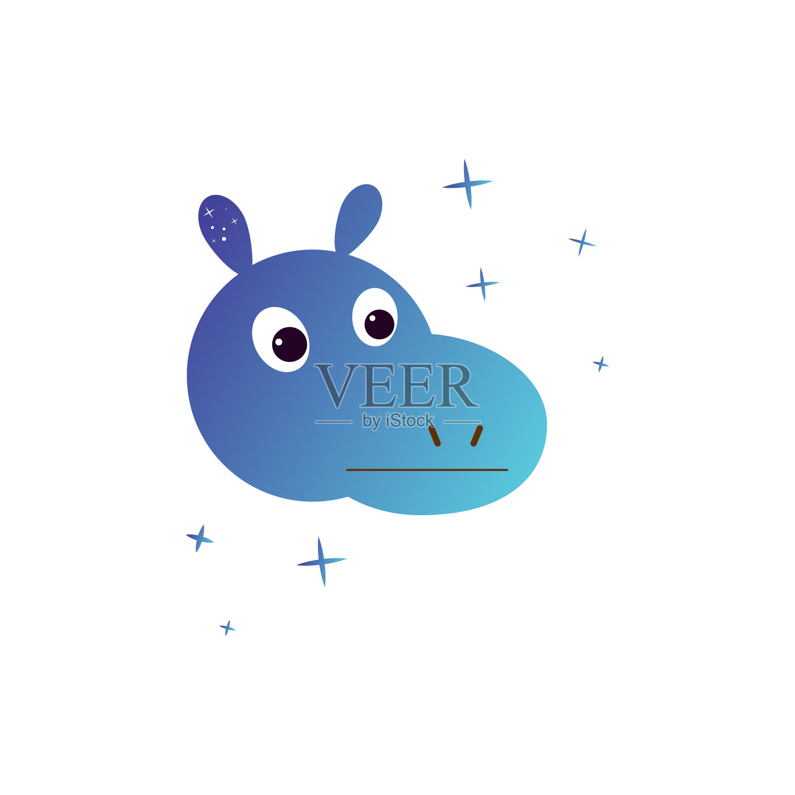 可爱的化身，可爱的河马图标。元素卡哇伊风格的插图图标插画图片素材