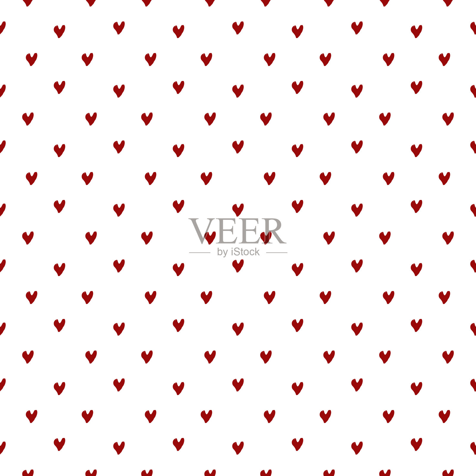 带心形的抽象矢量无缝图案。经典的中性的背景。红手画的心在白色的背景。完美的情人节，婚礼，订婚。重复的背景为女孩，纺织品，衣服，床上用品，包装纸，墙纸。获得Stoc插画图片素材