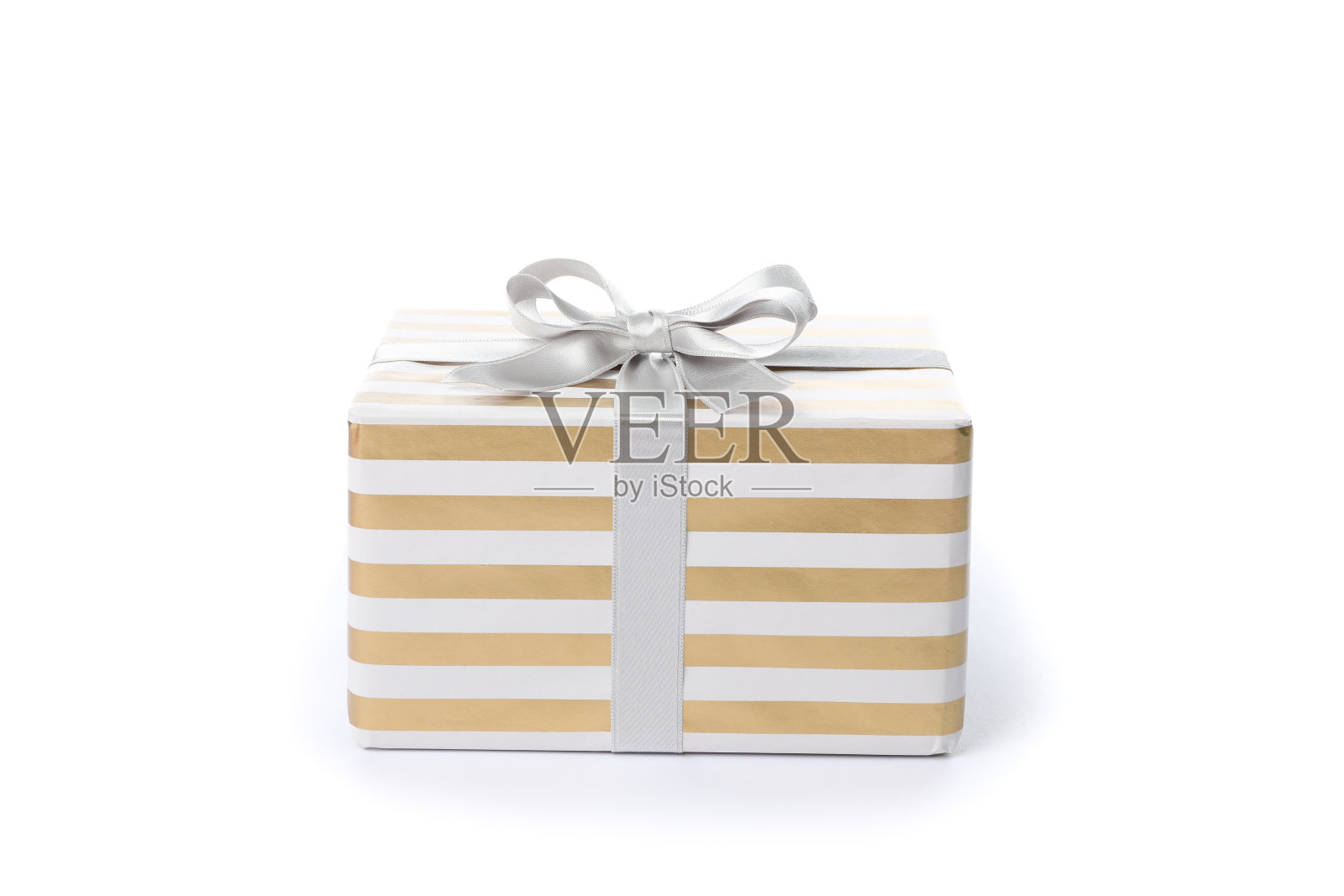 美丽的礼盒与弓孤立的白色背景照片摄影图片