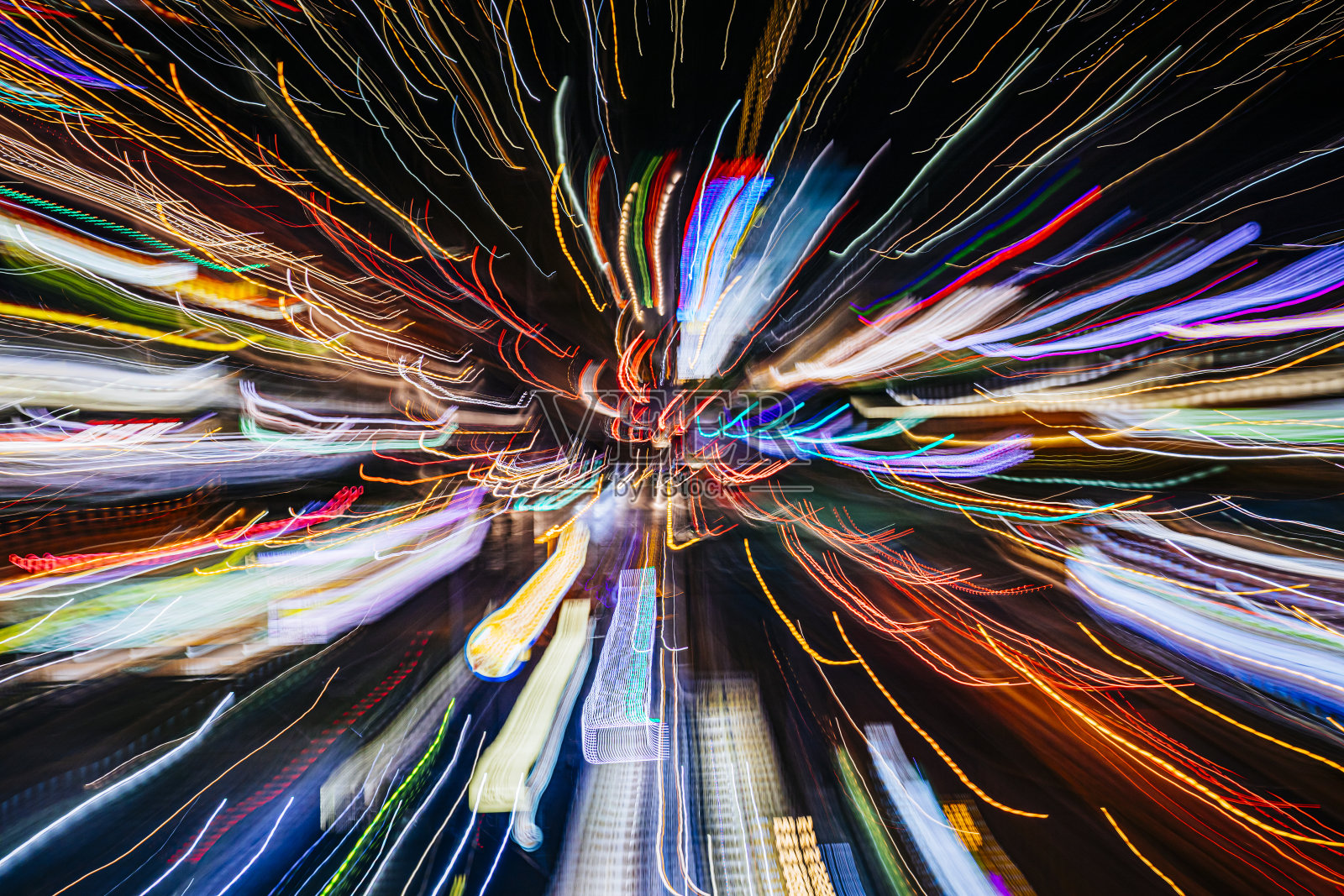 模糊动态数字艺术图像的西部拉斯维加斯郊区灯光在晚上照片摄影图片