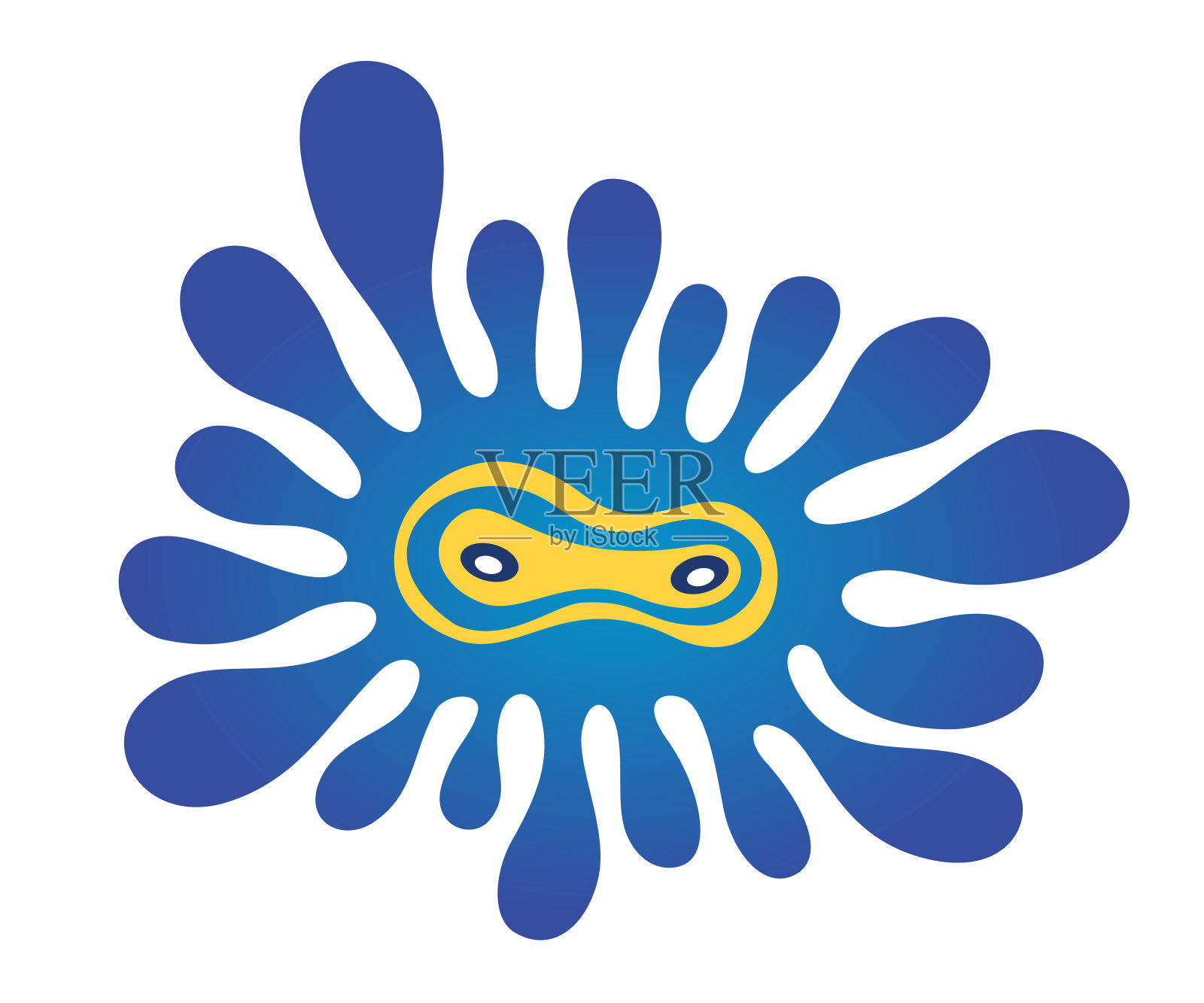 模糊的地方。眼睛在飞溅剪影。溅在脸上。插画图片素材