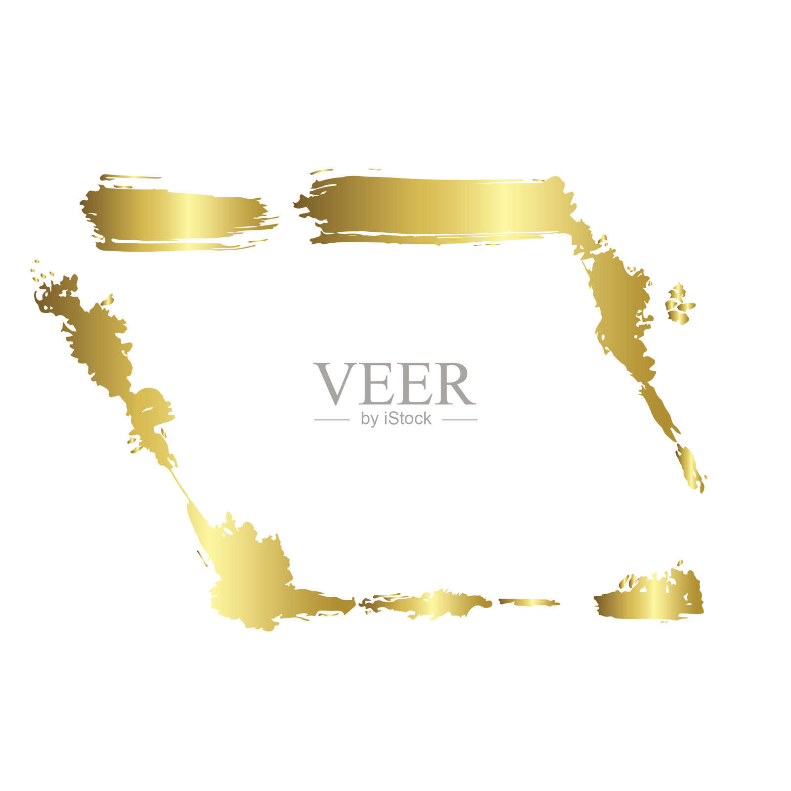 干刷帧矢量集。手绘艺术框架。金刻墨艺术。孤立的插画元素。插画图片素材