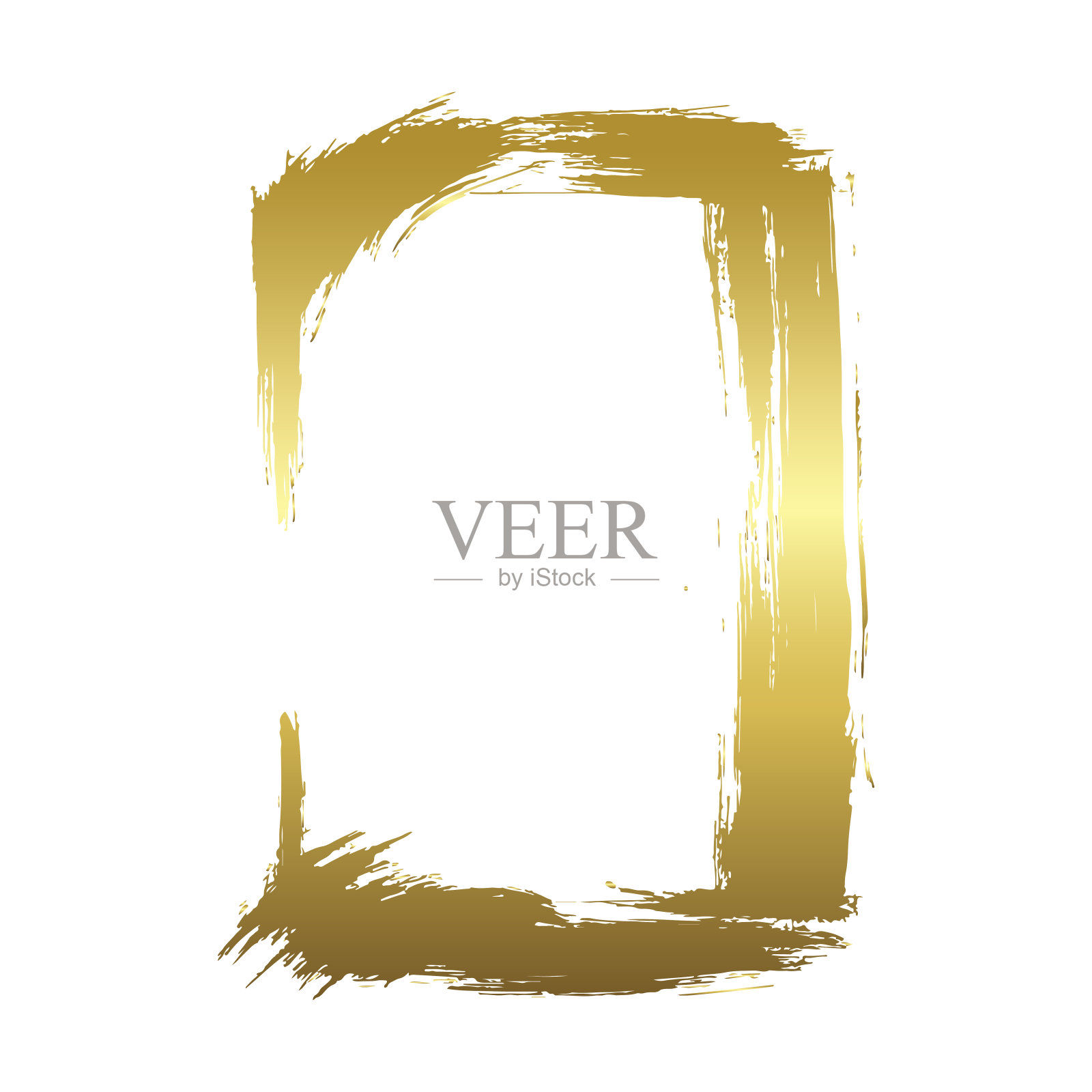 干刷帧矢量集。手绘艺术框架。金刻墨艺术。孤立的插画元素。插画图片素材