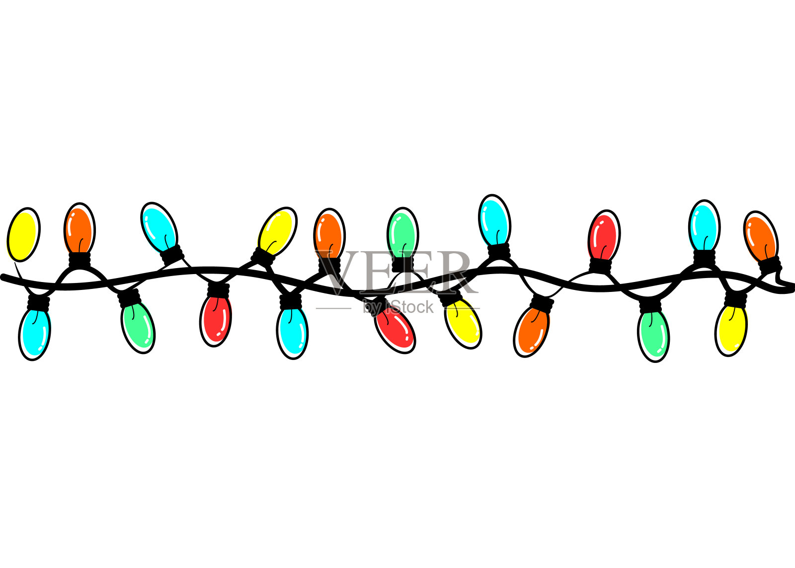 圣诞花环灯插画图片素材