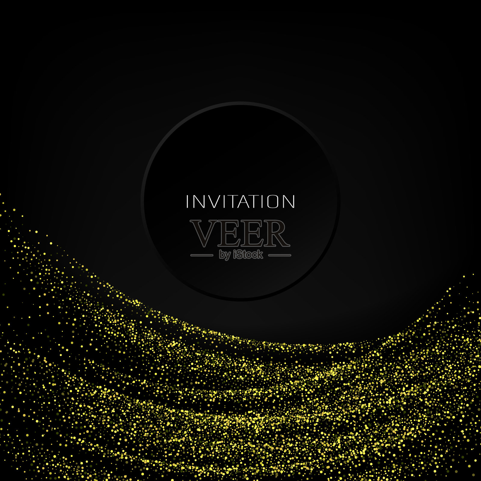 矢量金色闪光纸屑波浪黑色背景金色闪光背景设计模板素材