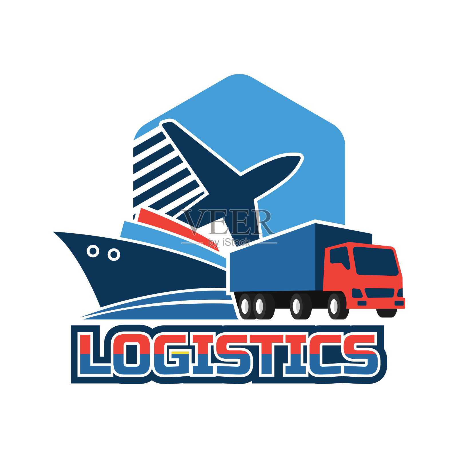 航运物流图标孤立在白色背景，矢量插图插画图片素材