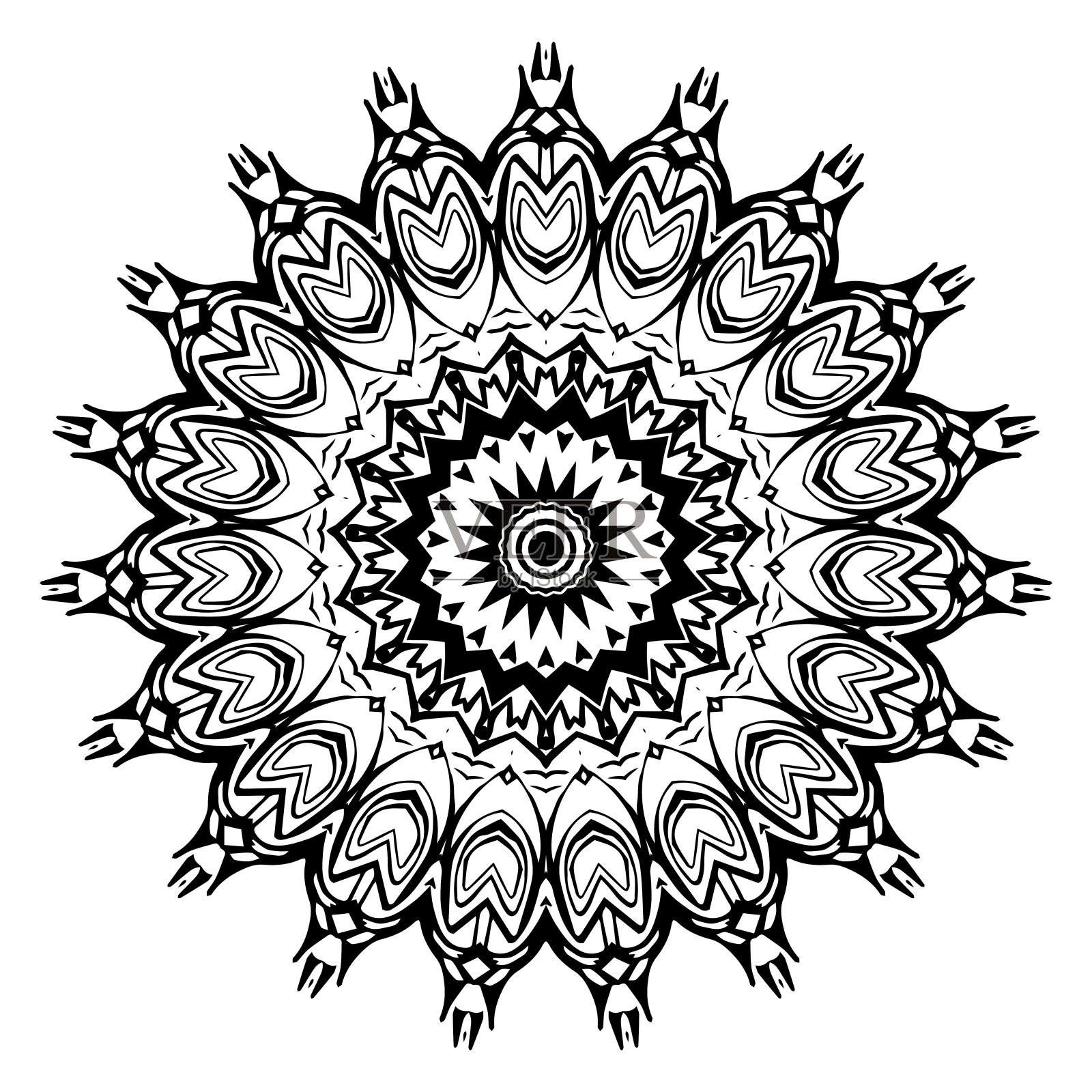 圆形元素着色书。成人涂色书或翻页禅坛。放松。——向量。矢量图插画图片素材