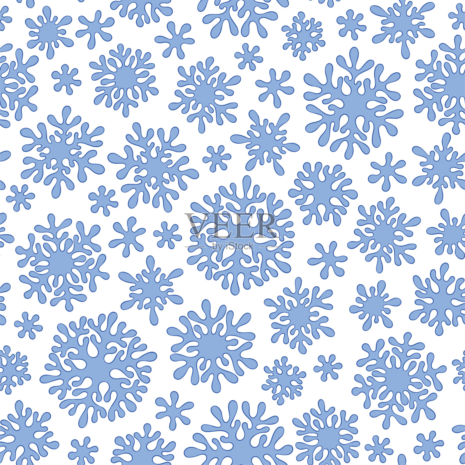 圣诞节无缝涂鸦图案与雪花插画图片素材