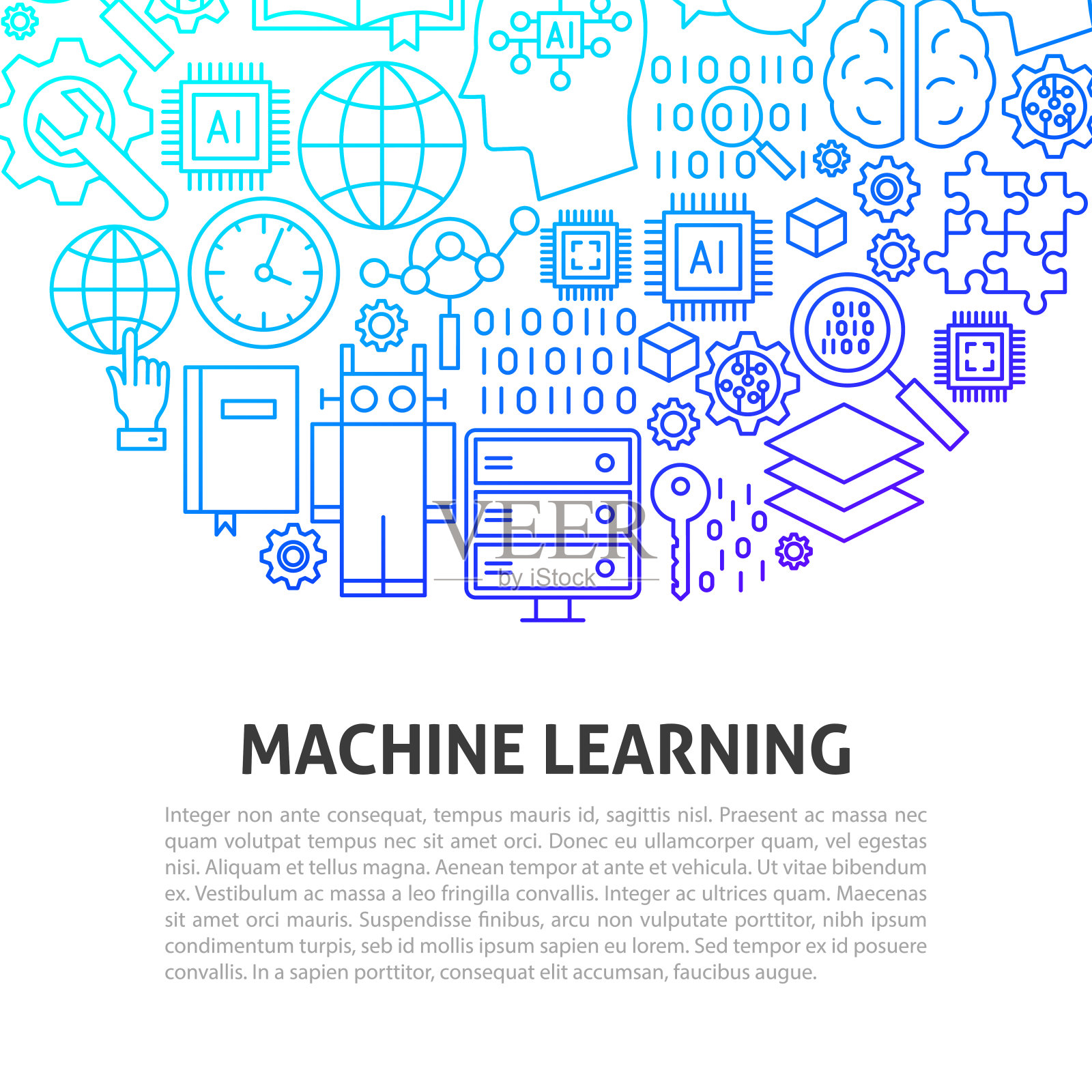 机器学习线概念插画图片素材