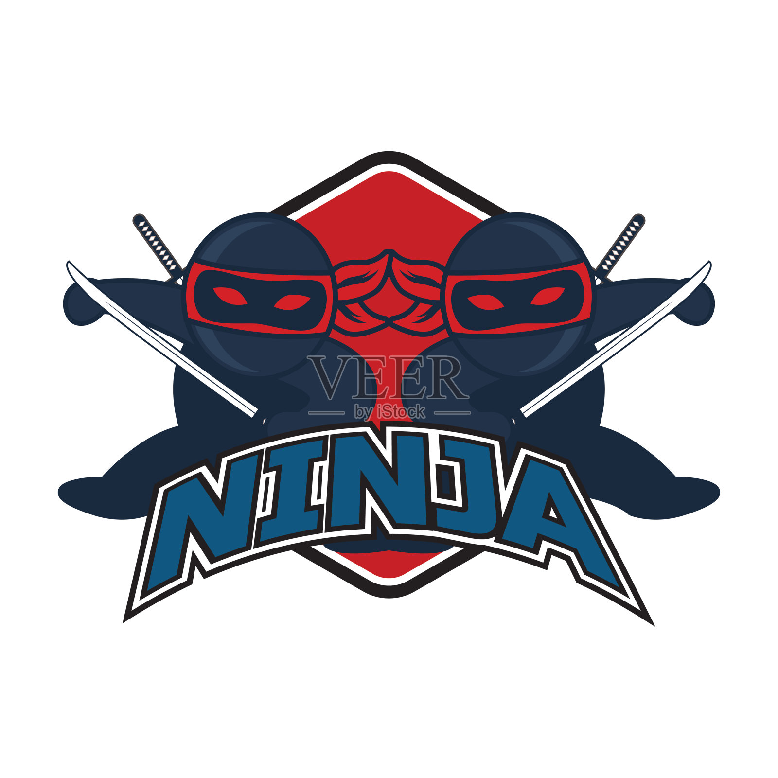 带有剑和面具图标的忍者。矢量图插画图片素材