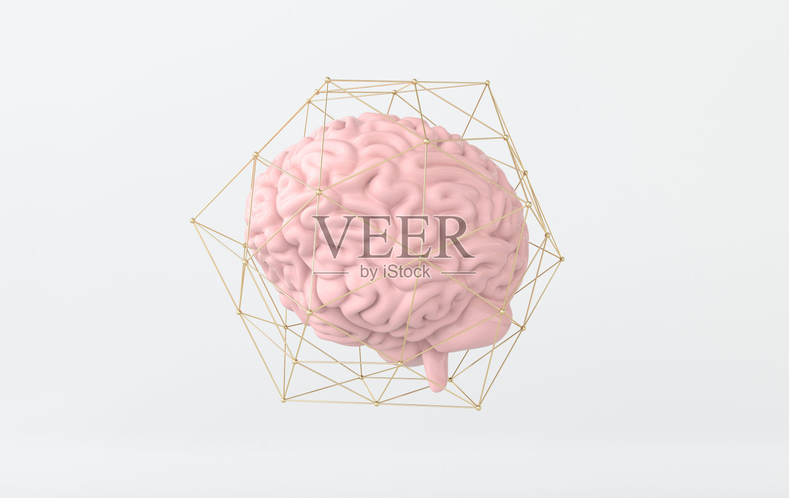 3d大脑渲染插图模板背景。智能的概念，头脑风暴，创意，人脑，人工智能。照片摄影图片