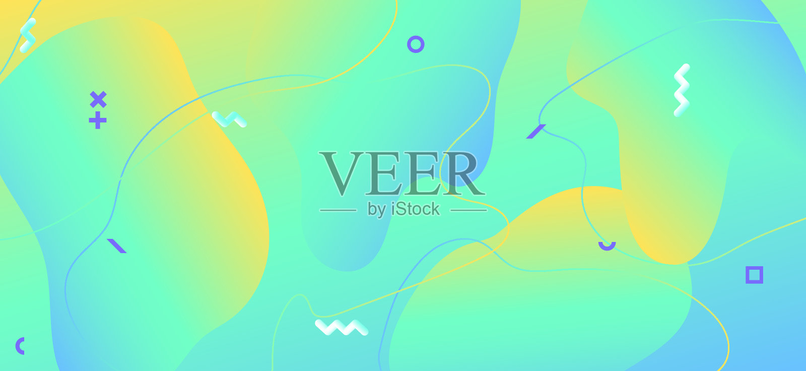 霓虹灯梯度覆盖。抽象的插图。蓝色的插画图片素材